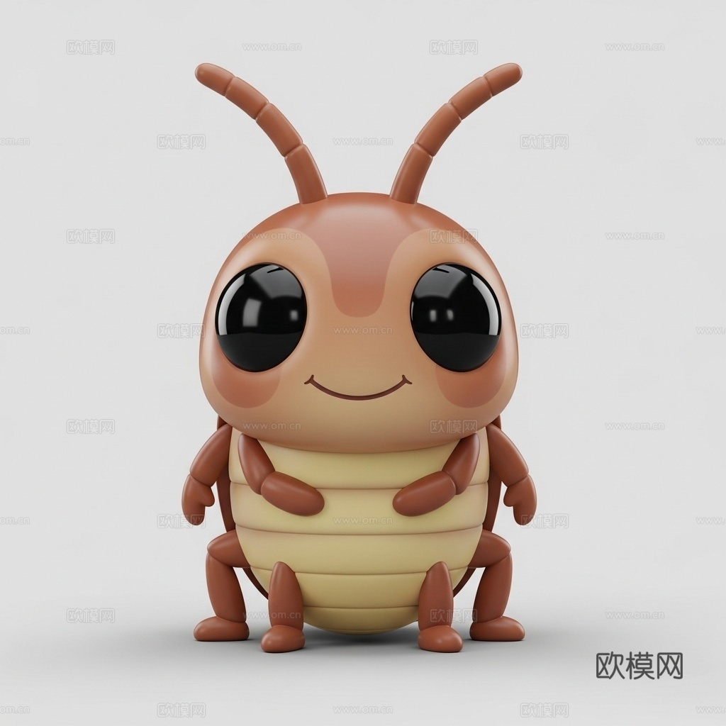 蟑螂 小强 昆虫 可爱 手办 3D打印3d模型下载（渲染图1）