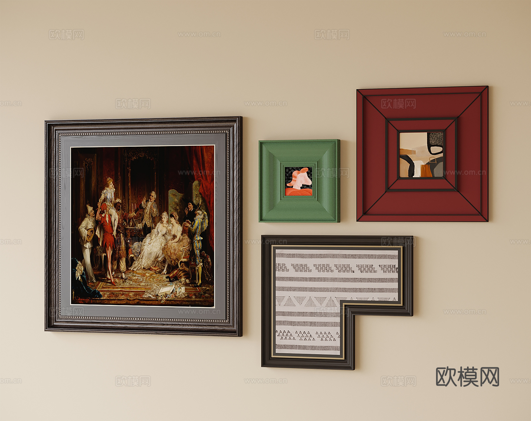 现代挂画 装饰画su模型