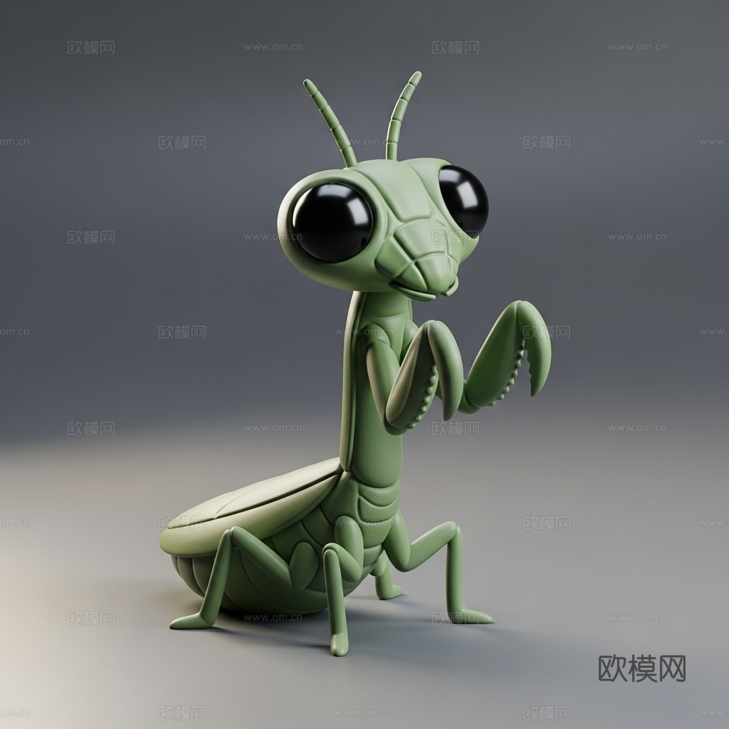 螳螂 虫子 可爱 3D打印 手办 模型3d模型下载（渲染图1）