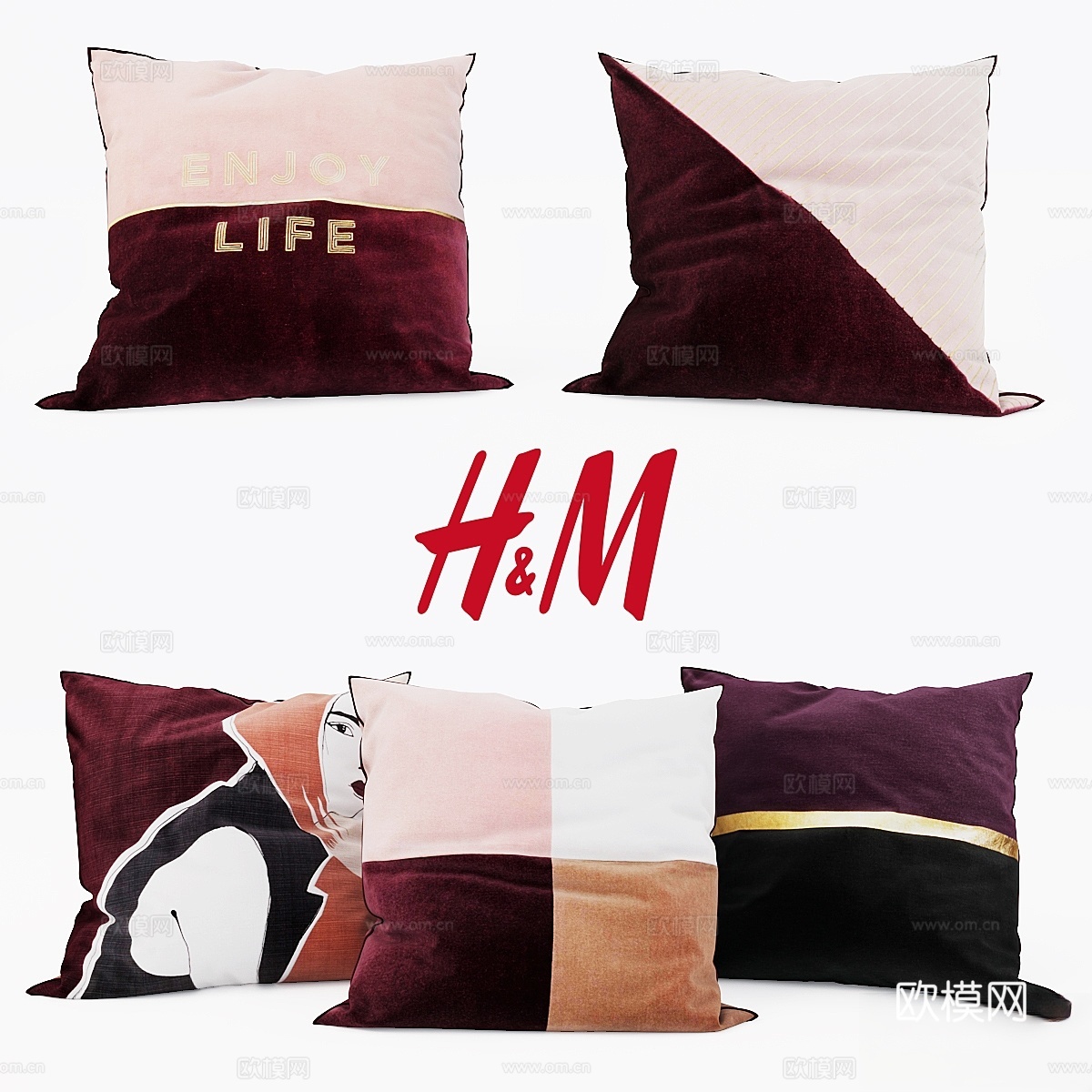 H&amp;M Home - 装饰抱枕套装13d模型下载