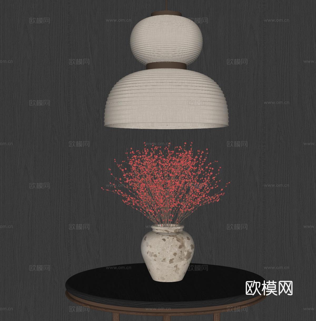现代花艺 花瓶 插花su模型