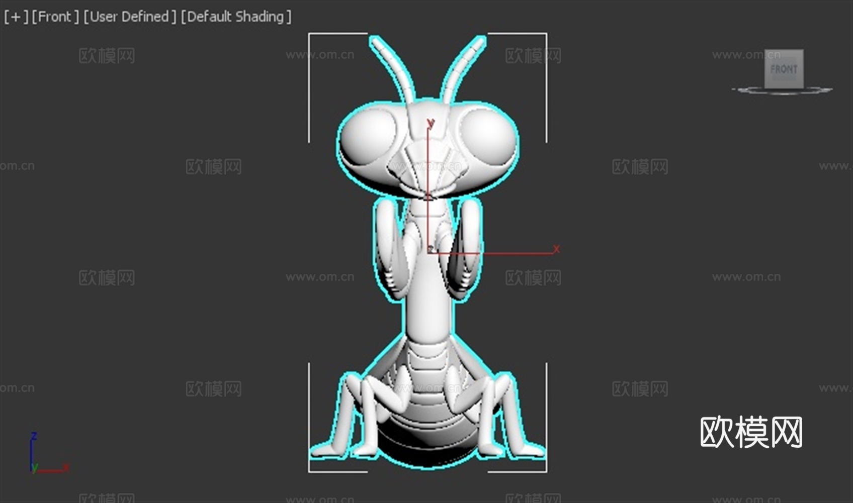 螳螂 虫子 可爱 3D打印 手办 模型3d模型下载（渲染图2）