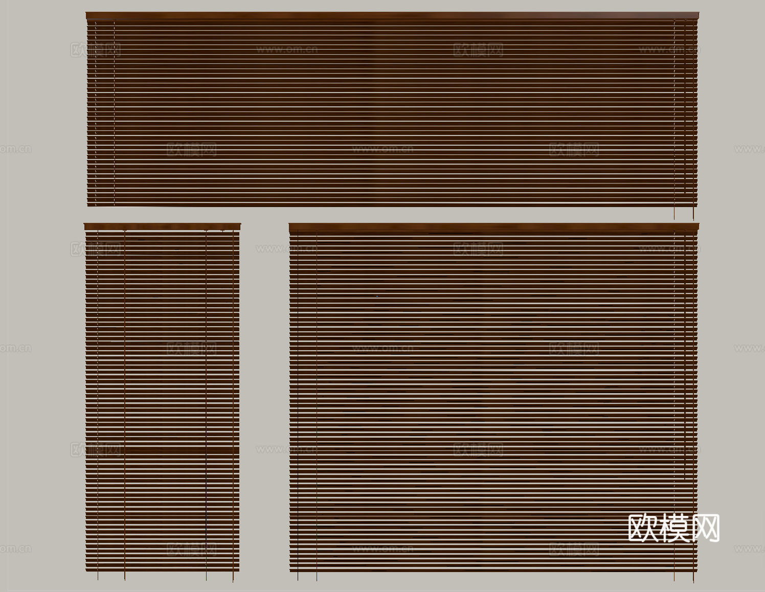 新中式百叶帘 卷帘 窗帘su模型