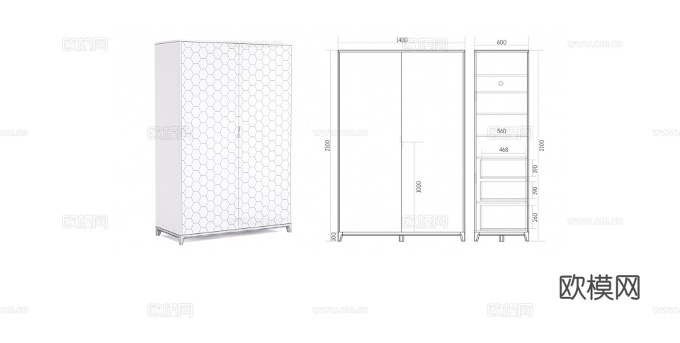 Giorgio 美式衣柜3d模型下载（渲染图2）