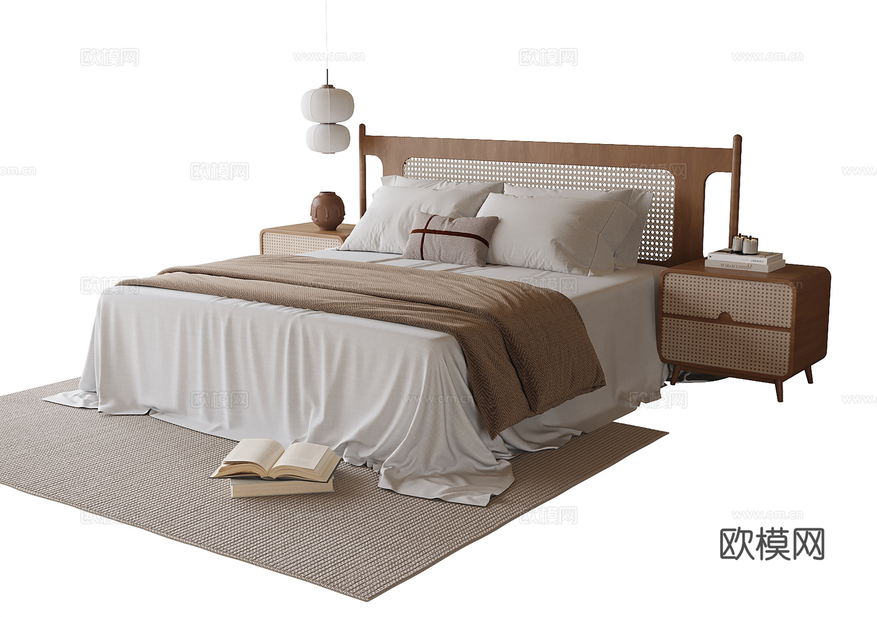现代双人床3d模型下载