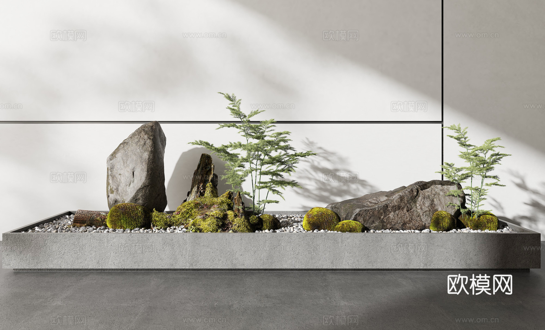 现代室内景观造景 景观植物 苔藓景观 景观造景3d模型下载