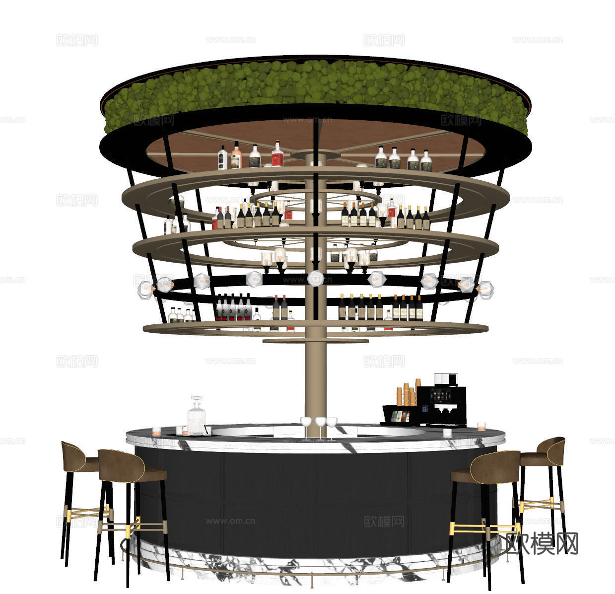 现代酒店水吧台 水吧台 酒吧台su模型