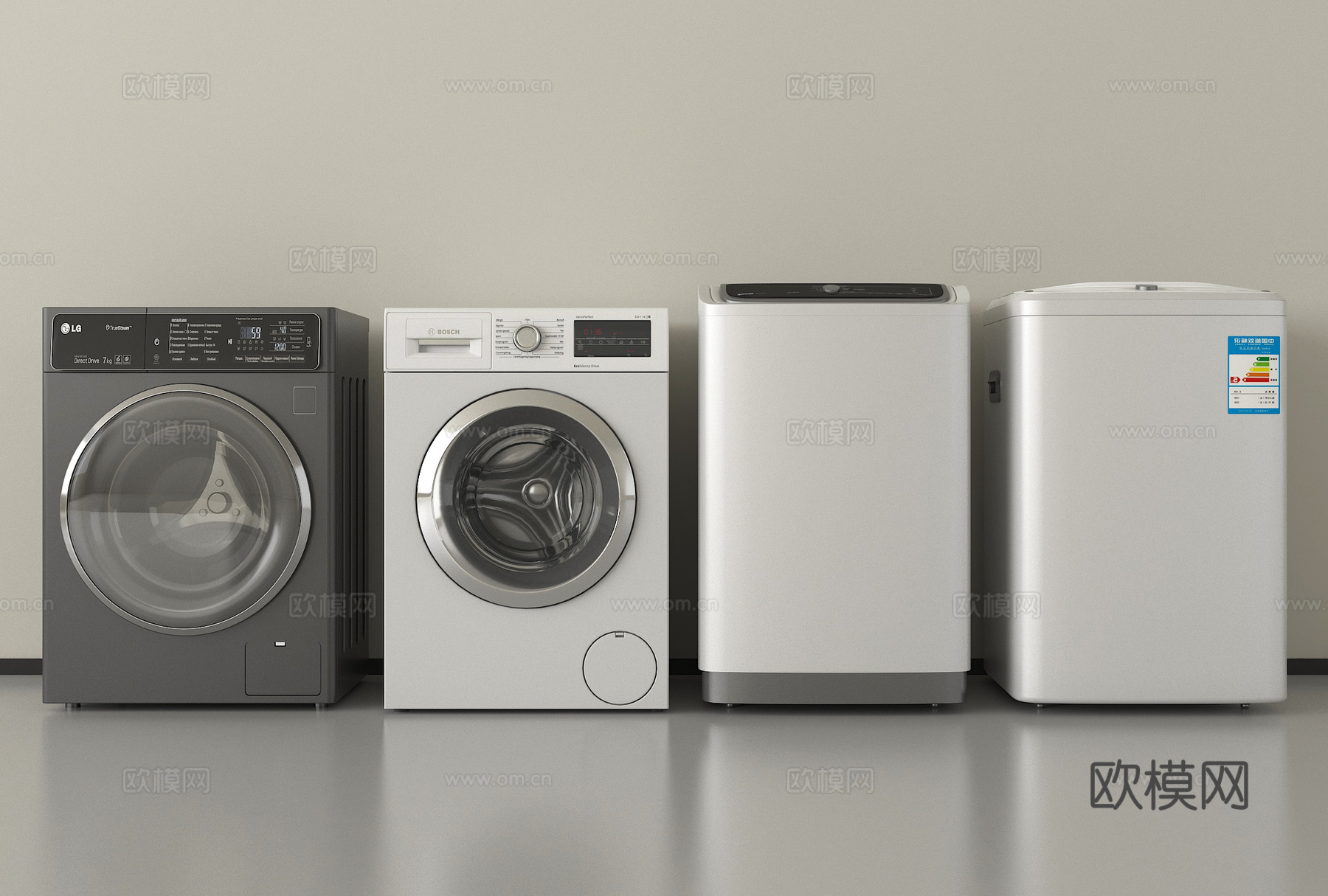 现代洗衣机 滚筒洗衣机3d模型下载