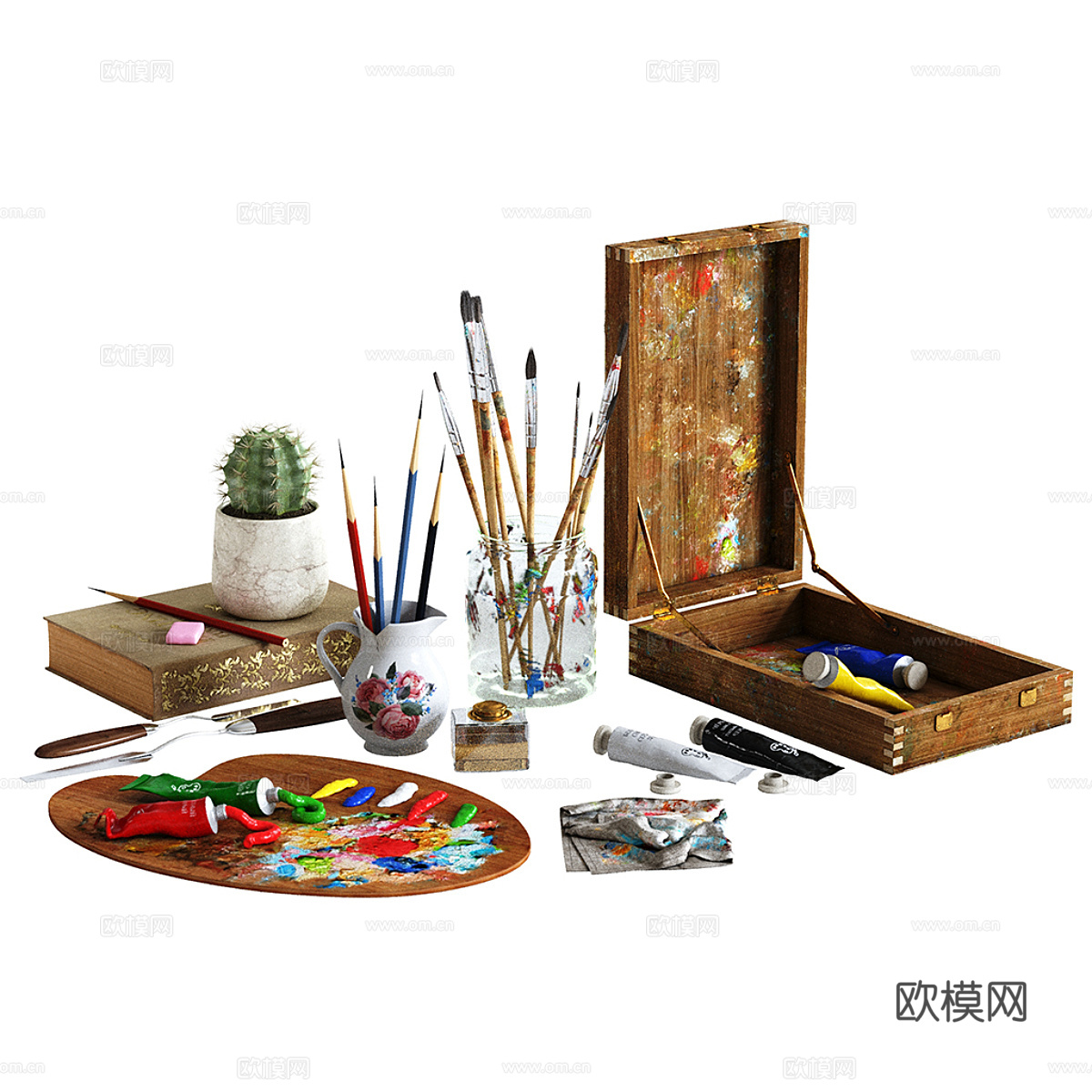 绘画工具3d模型下载