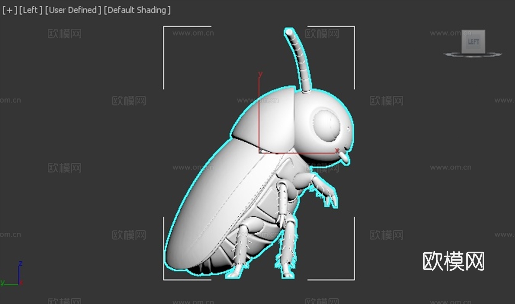 蟑螂 小强 虫子 可爱 3D打印 手办 模型3d模型下载（渲染图3）
