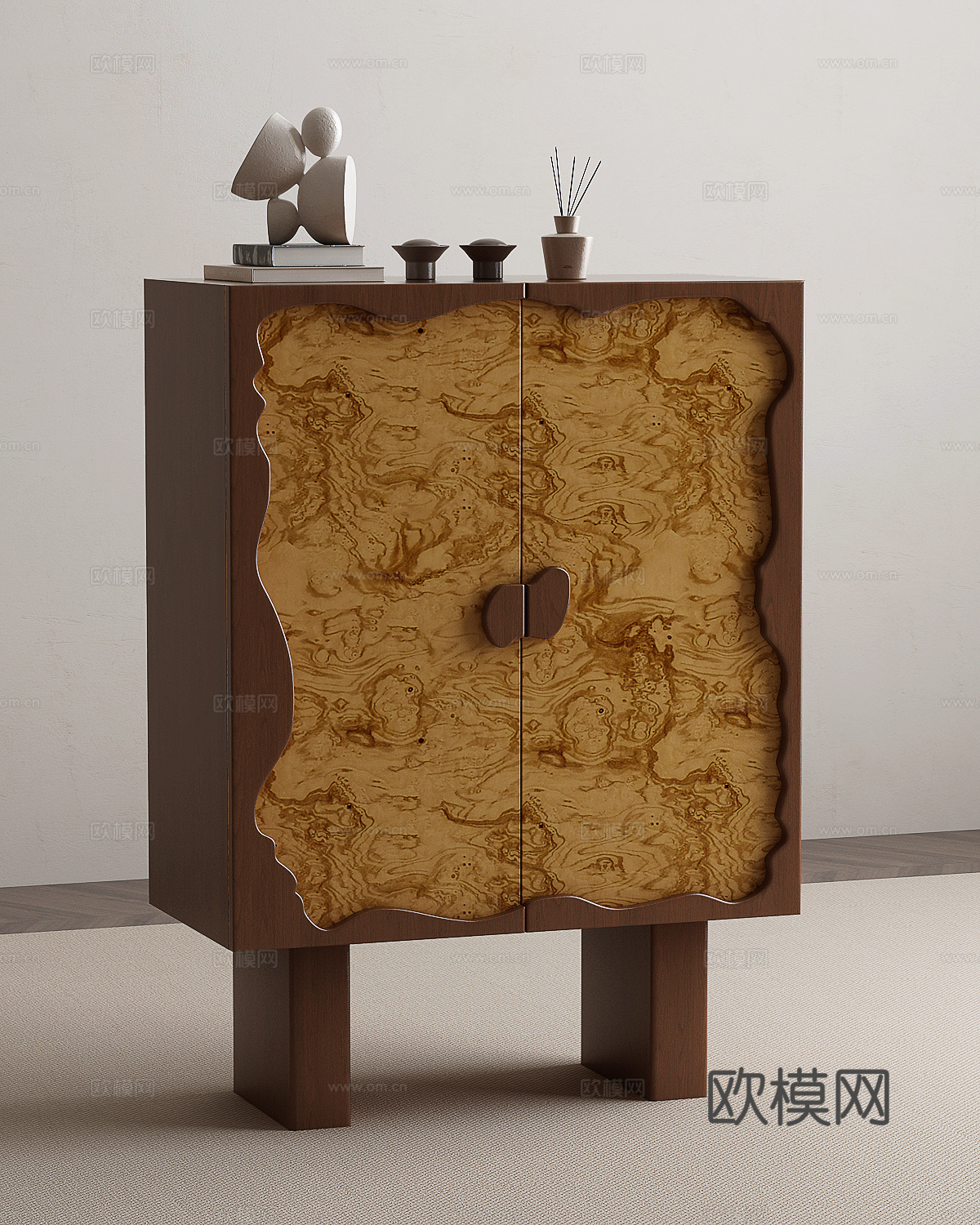 现代边柜 现代中古边柜 现代玄关柜 现代装饰柜su模型