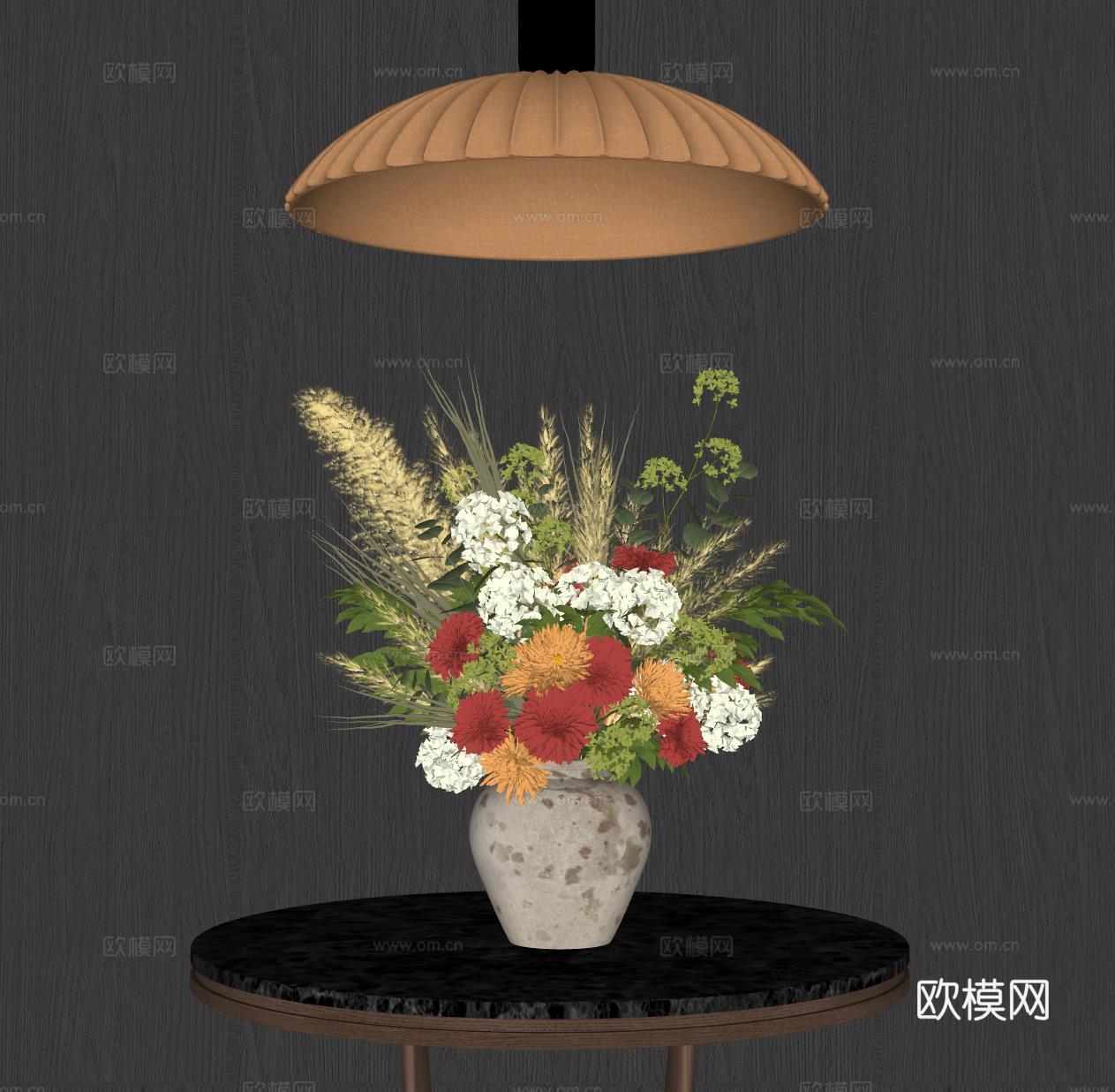 现代花艺 花瓶 插花su模型