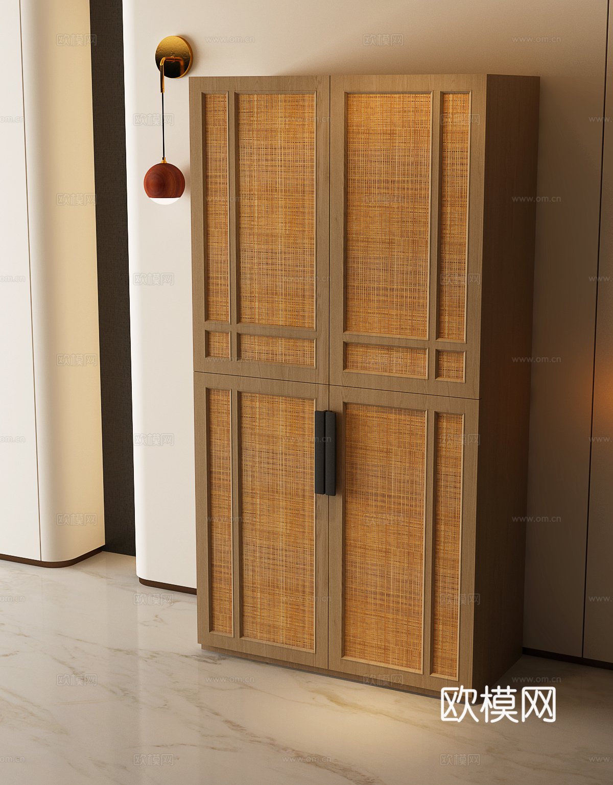 现代中古风衣柜 意式 现代衣柜 中古风衣柜 成品衣柜3d模型下载