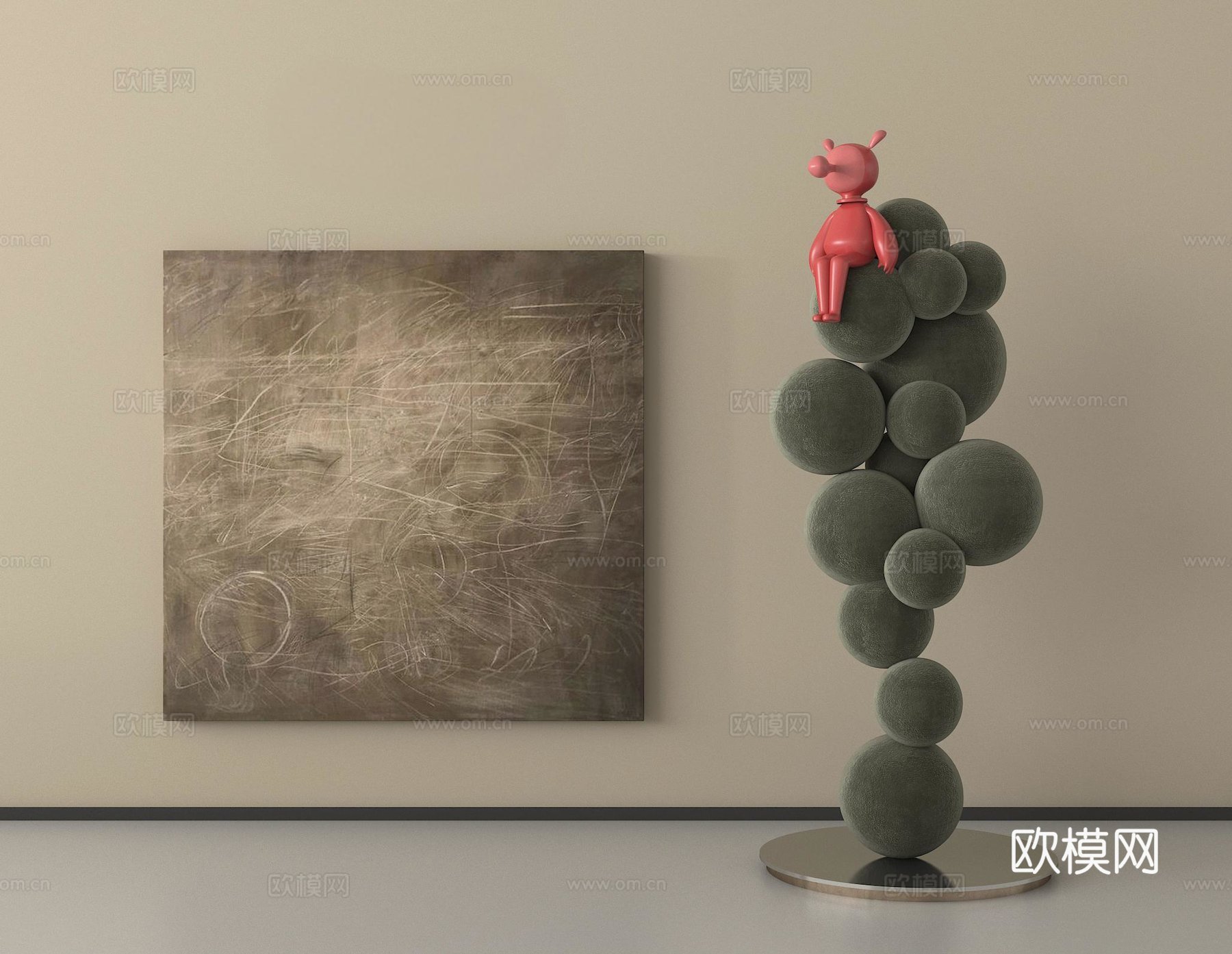 现代落地装饰摆件  装饰画3d模型