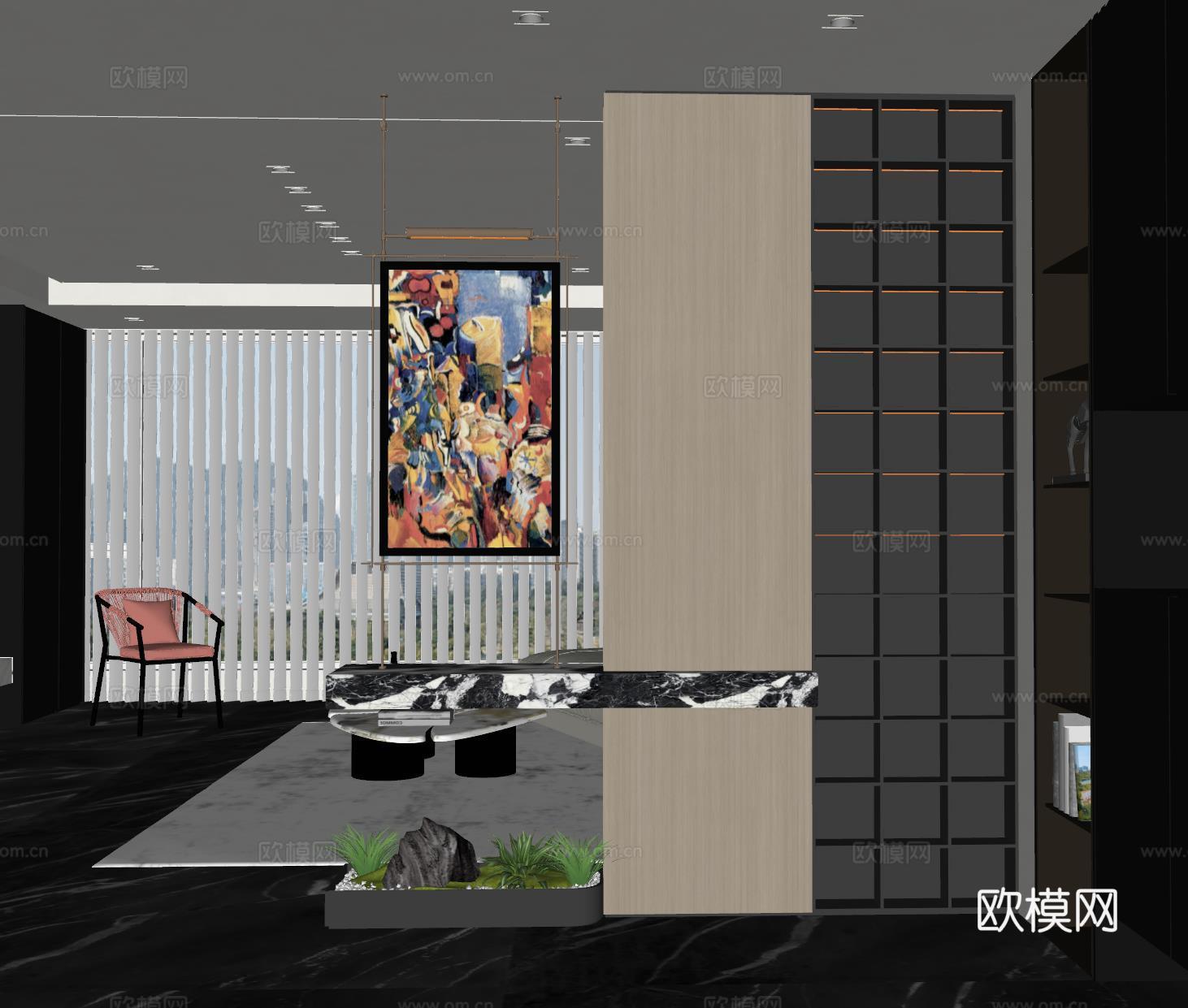 现代玄关 玄关过道 入户玄关su模型