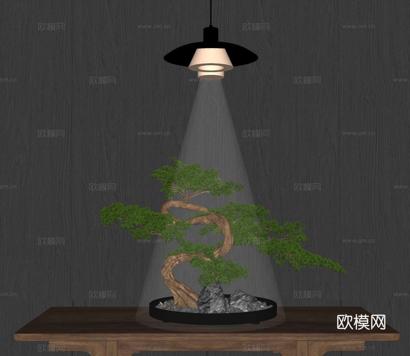新中式禅意花瓶 花艺摆件 插花su模型