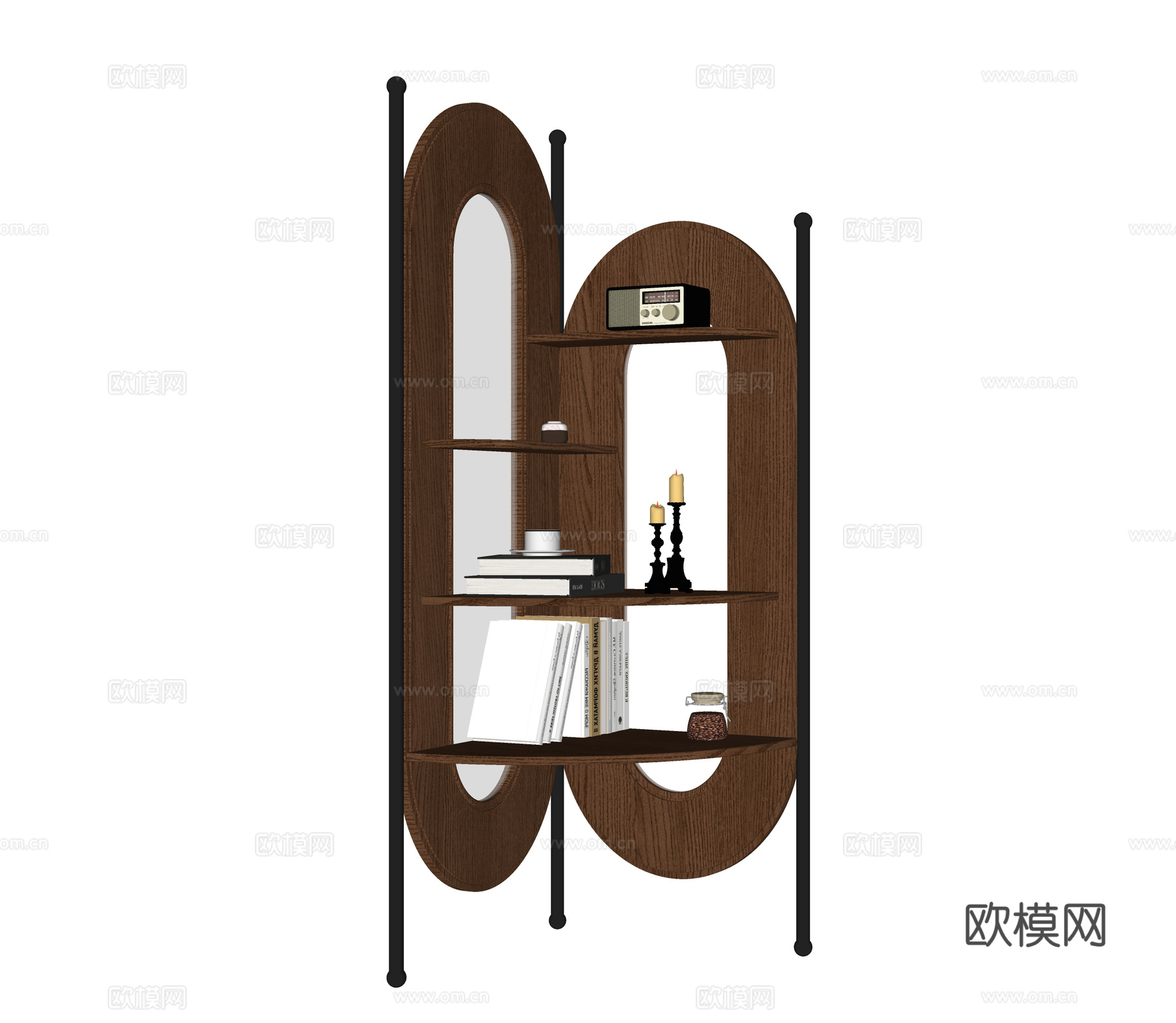 现代转角置物架su模型