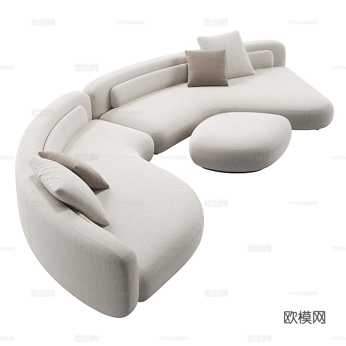 Minotti Bezier 布艺组合休闲沙发3d模型下载（渲染图4）