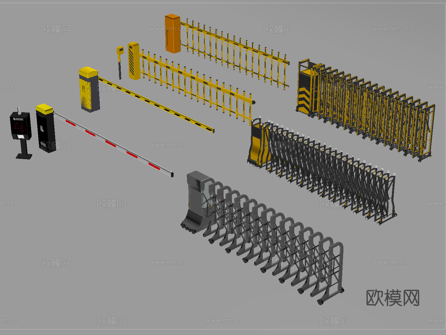 现代电动伸缩门 闸口 道闸su模型