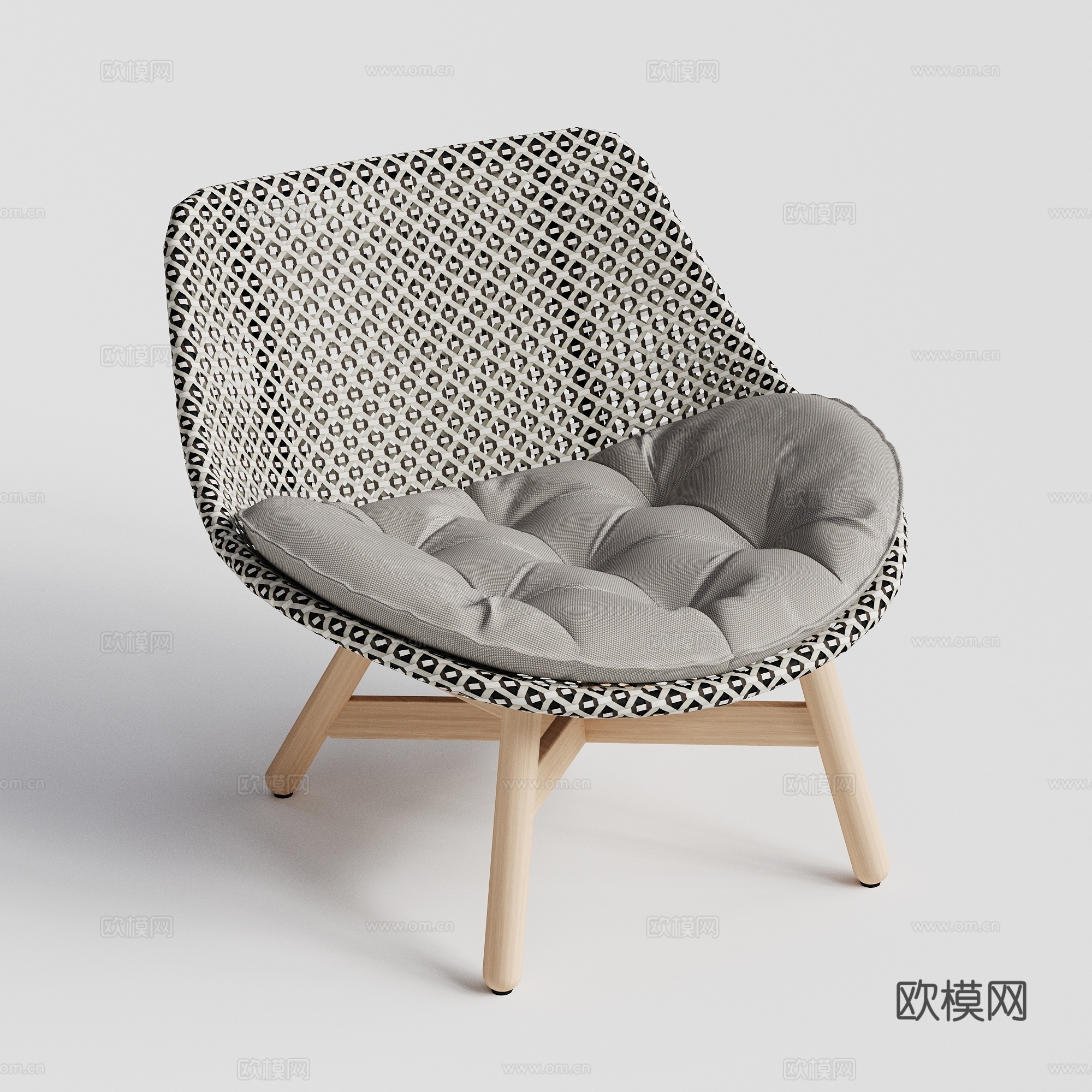 DEDON - 现代户外椅 藤编椅 单人椅 柚木休闲椅su模型
