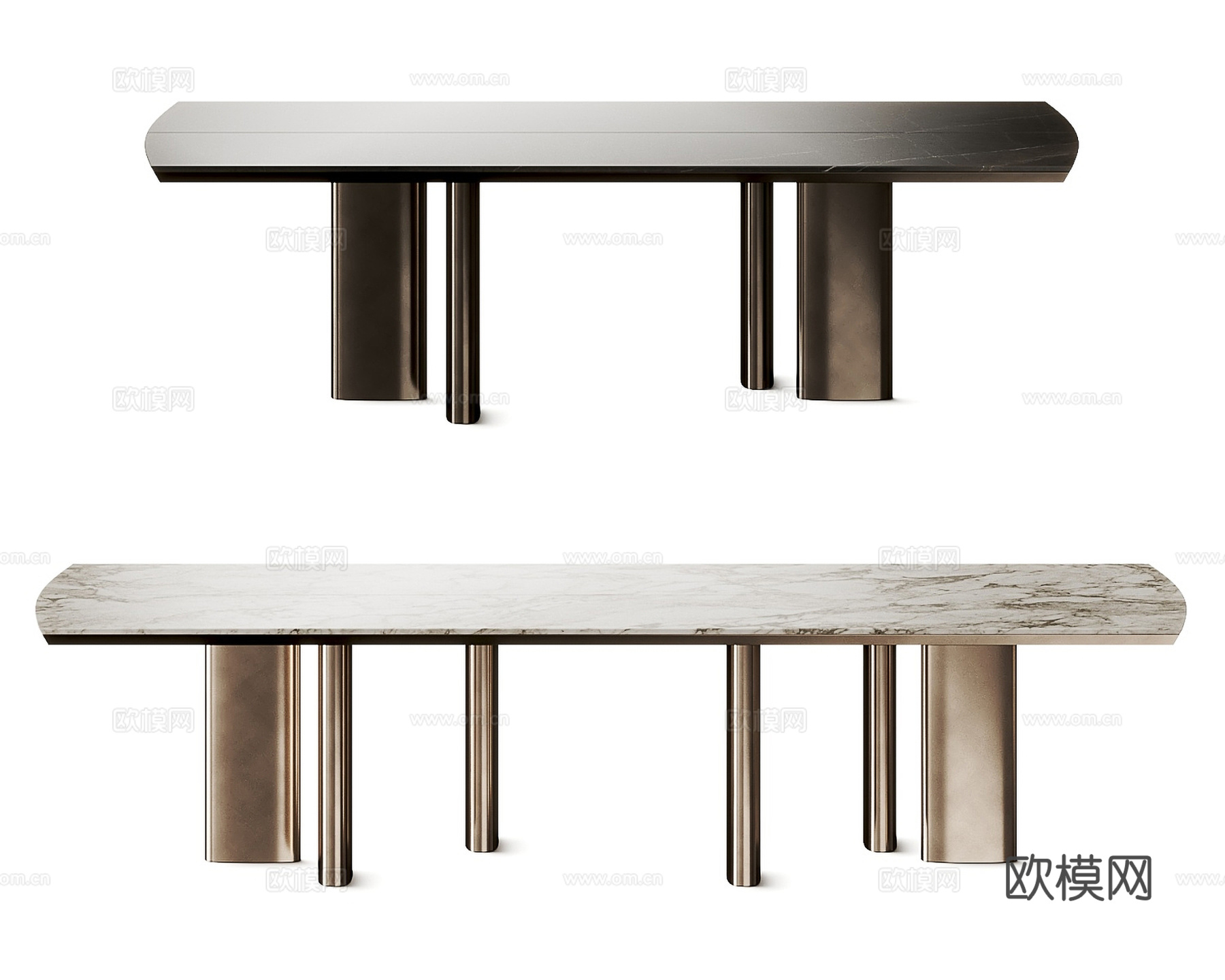 Poliform Adrien 大理石餐桌 长条桌su模型