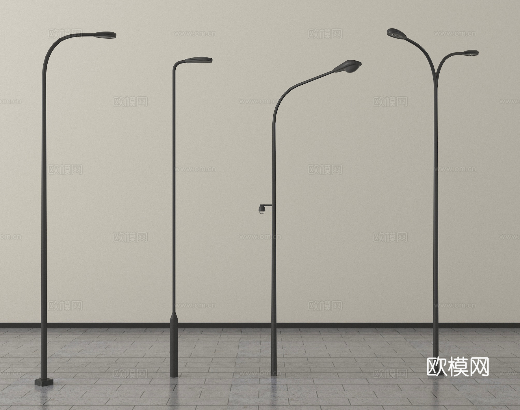 现代户外路灯 高杆灯 景观灯su模型
