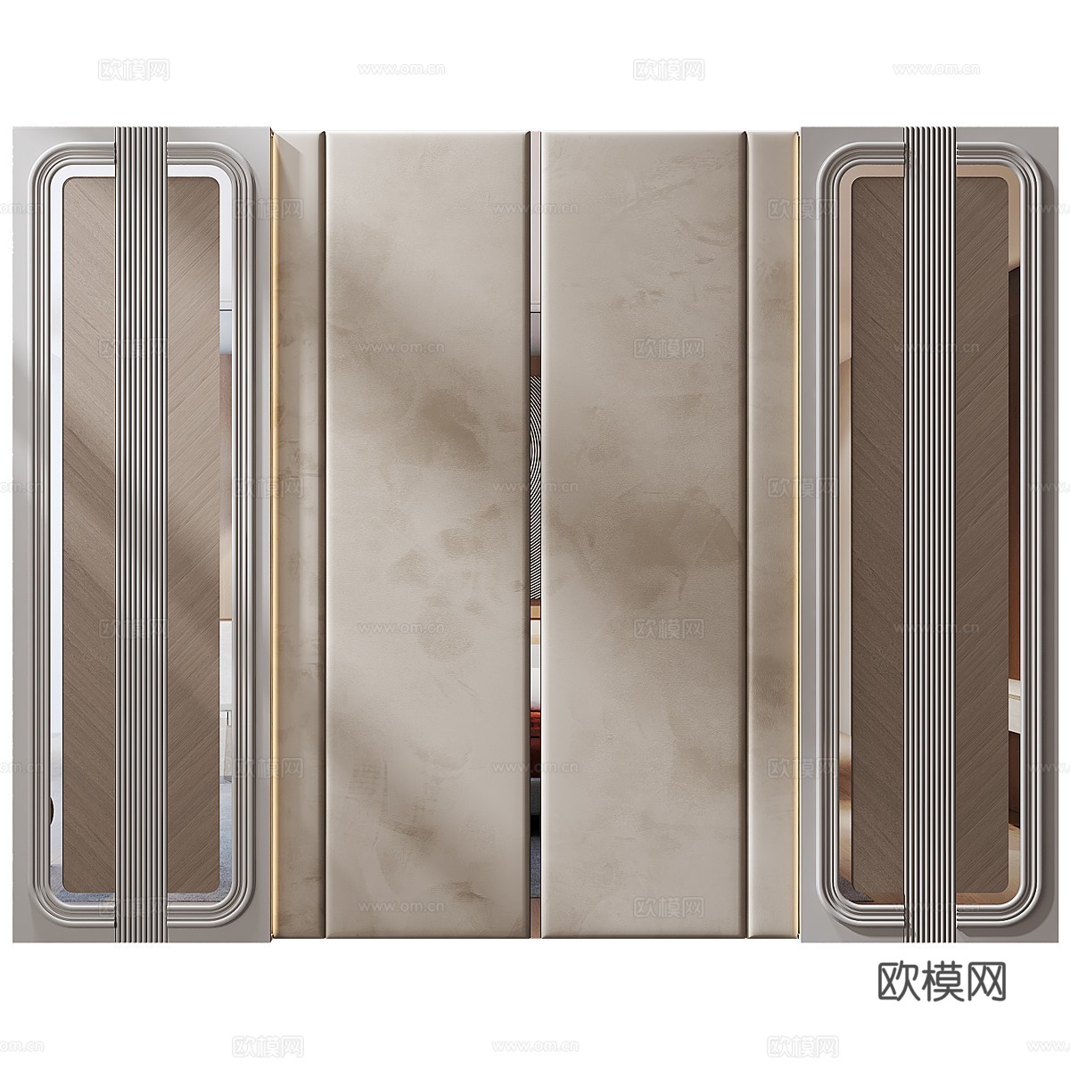 现代轻奢装饰墙板 背景墙3d模型下载（渲染图1）