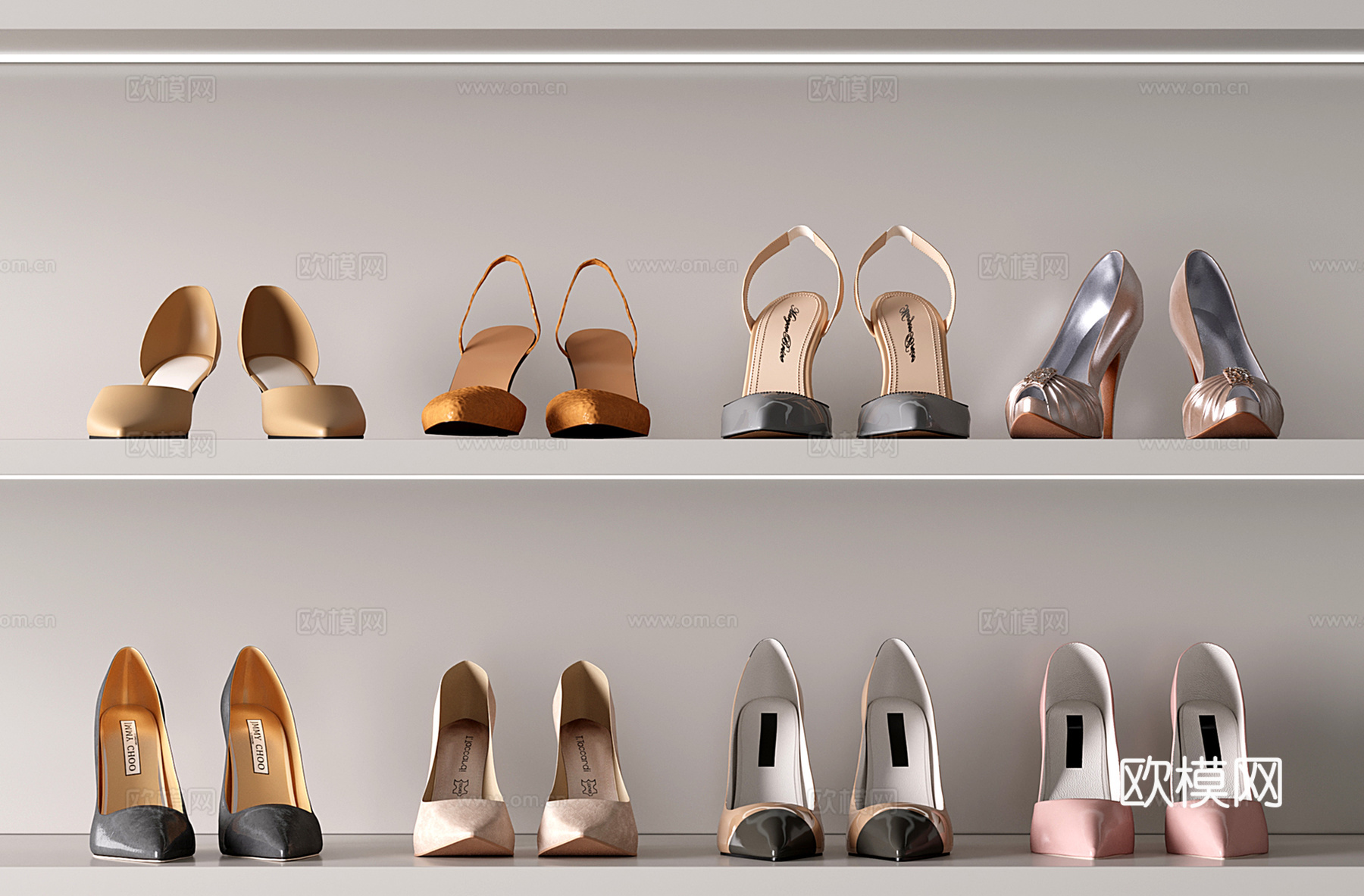 现代皮质高跟鞋 高跟凉鞋 女士鞋子su模型