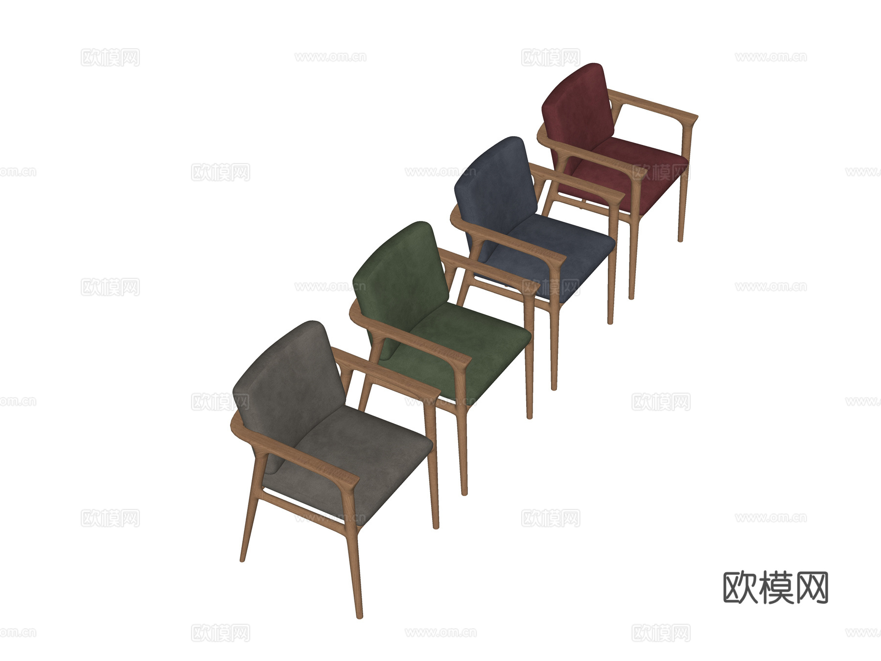 Poliform 现代单椅餐椅实木椅子su模型