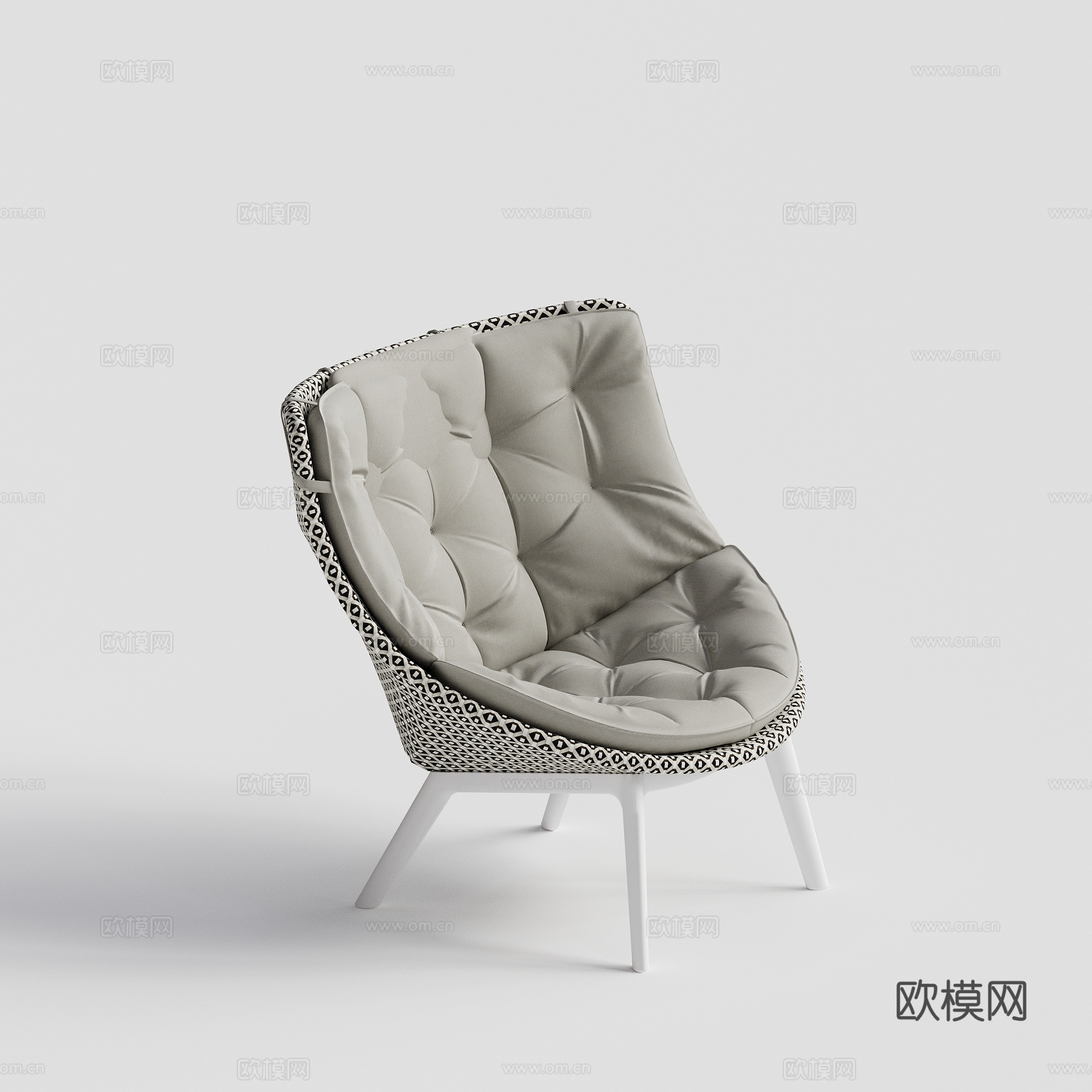 DEDON - 现代户外椅 藤编椅 单人椅 柚木休闲椅su模型