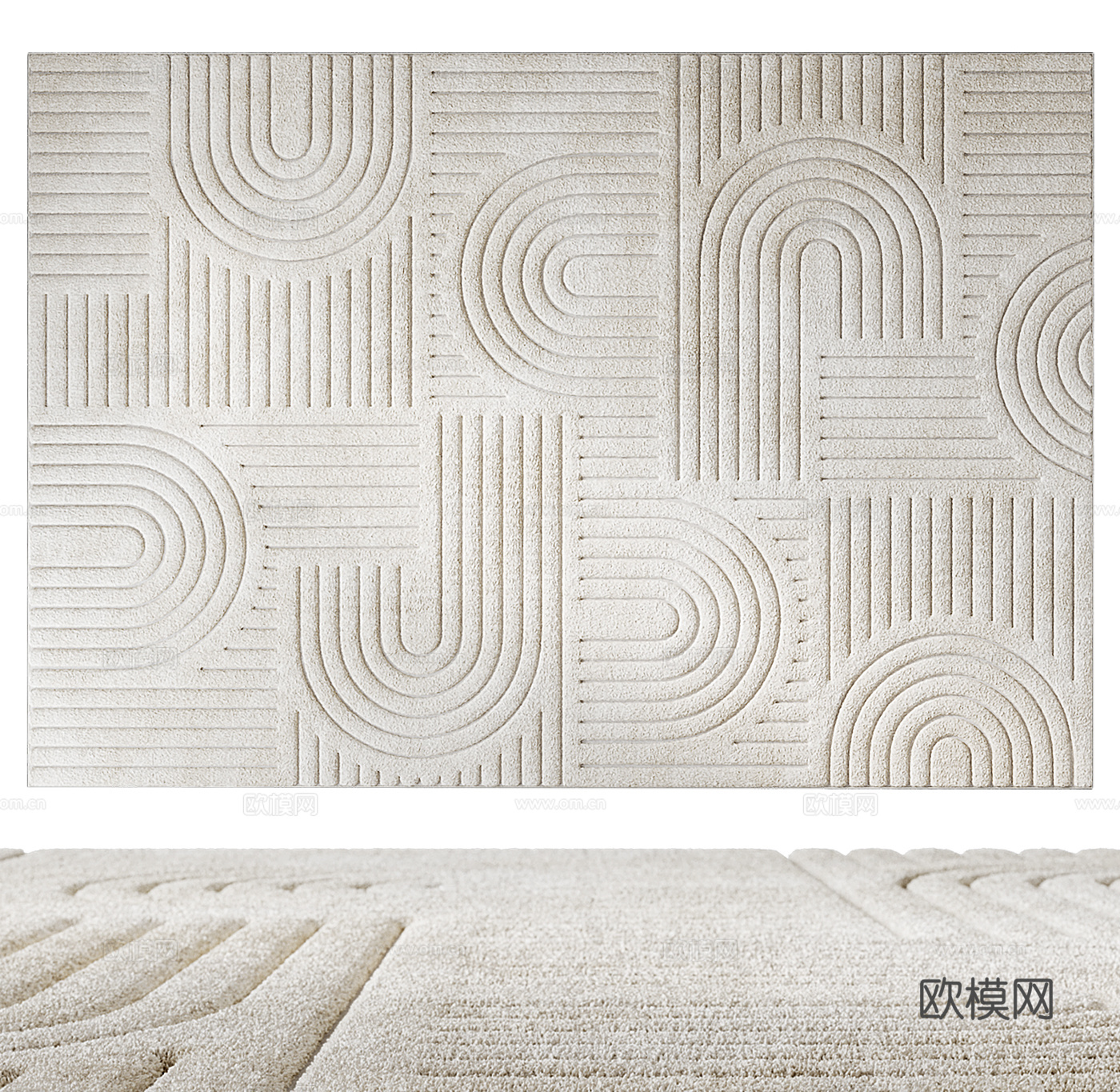 Eco Kilim 现代几何纹理地毯 长方形地毯 抽象花纹地su模型