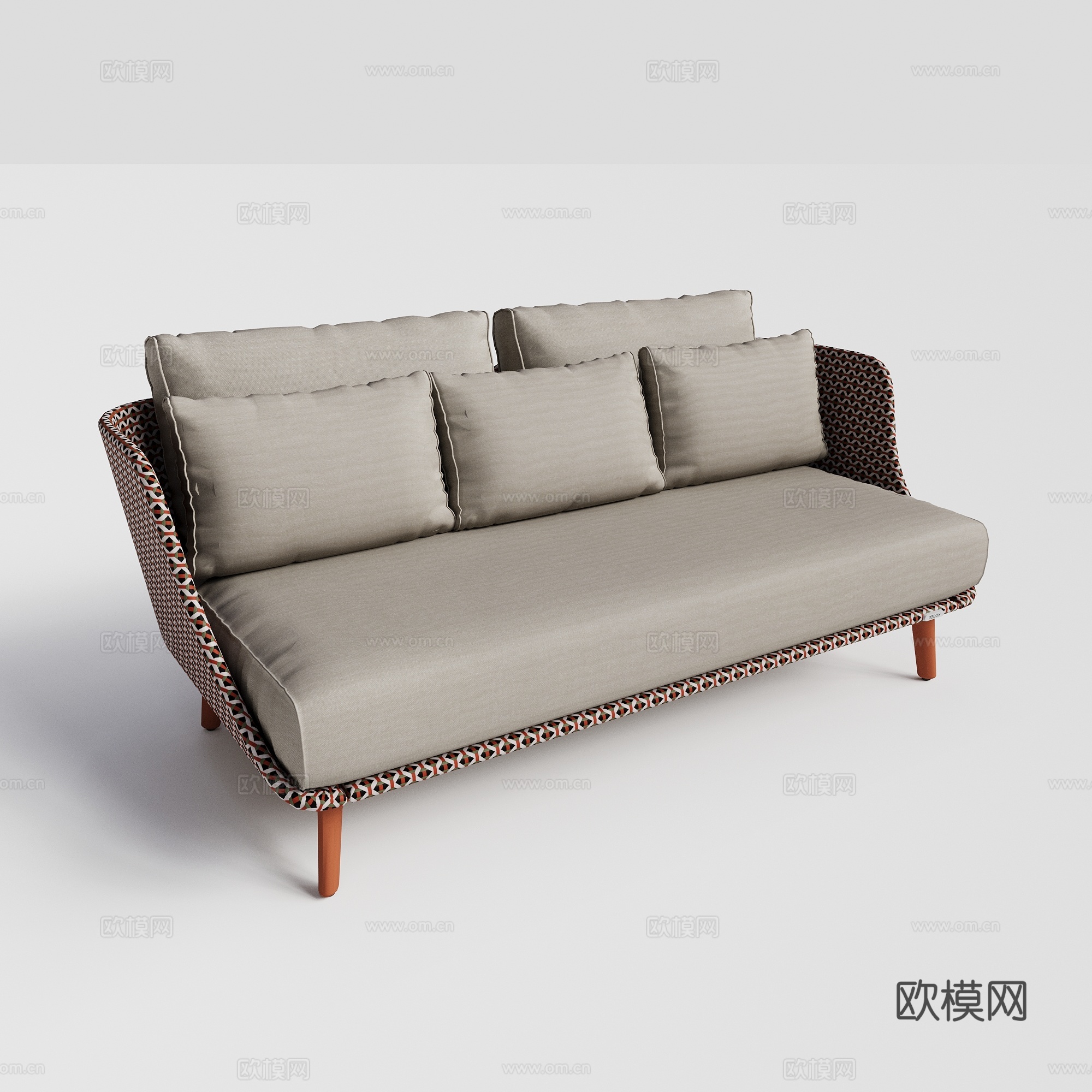 DEDON - 现代户外沙发 双人沙发 藤编柚木沙发su模型