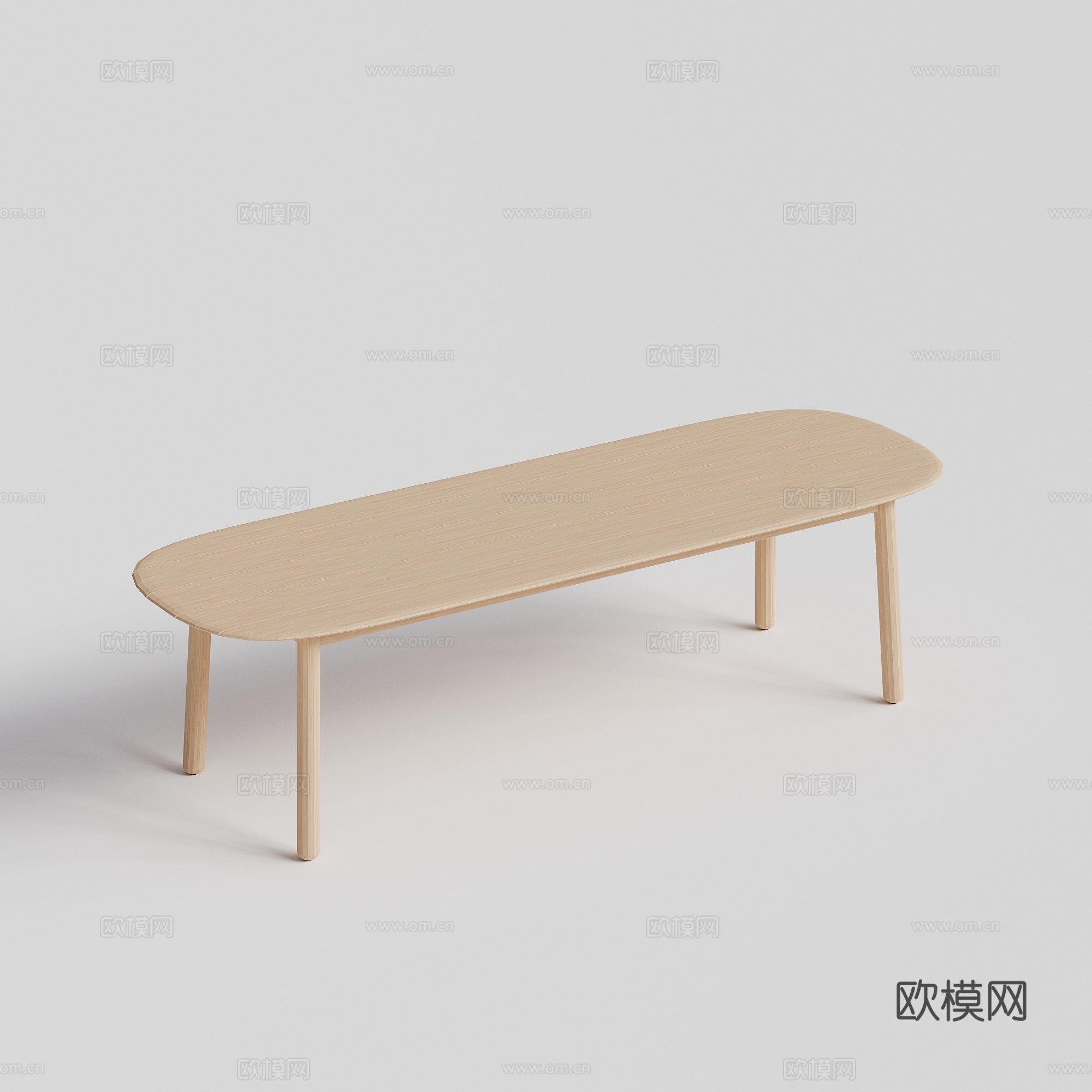 DEDON - 现代户外长凳 长椅 柚木三人长凳 餐桌凳su模型