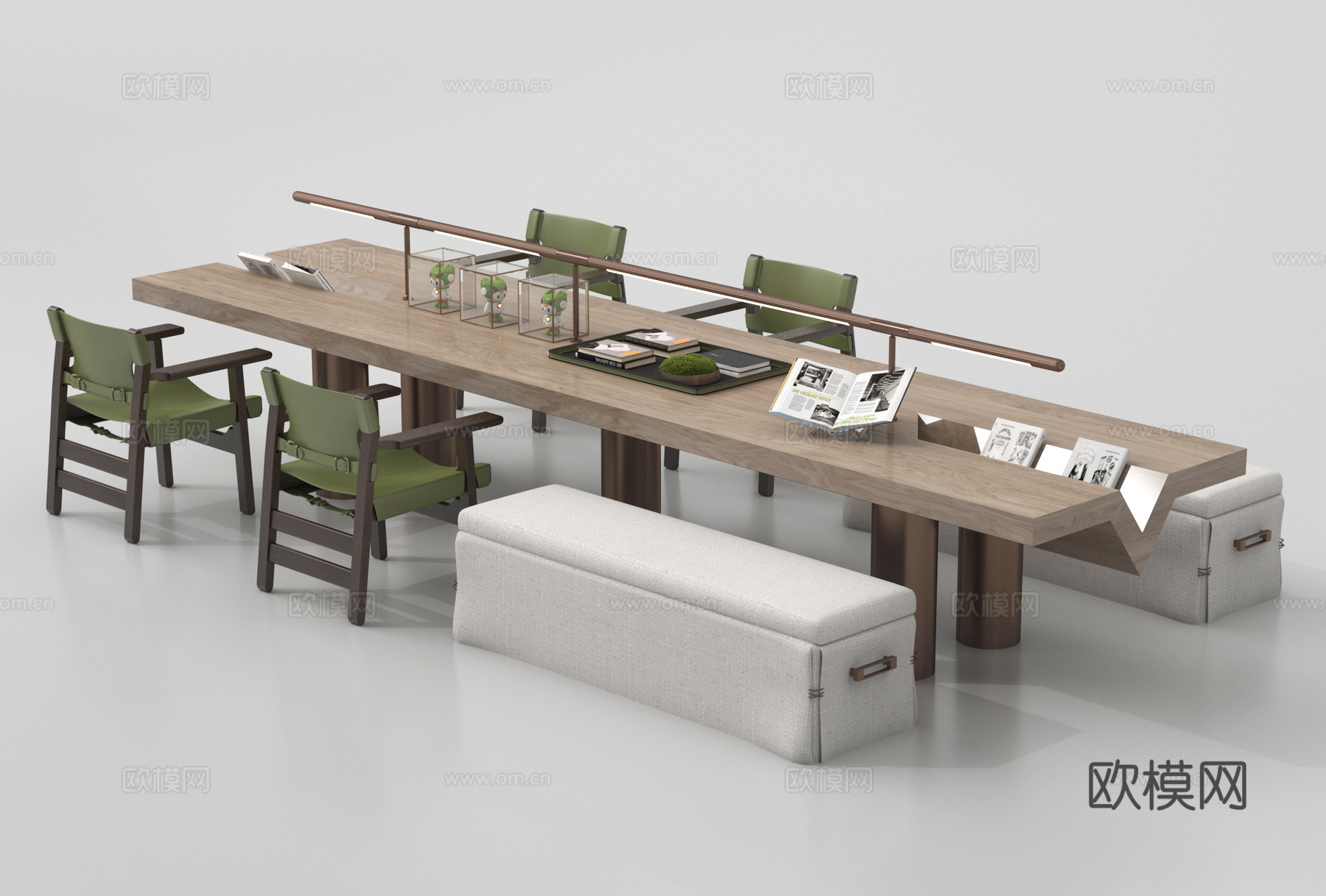 现代手工坊桌椅 实木桌椅 休闲桌椅su模型