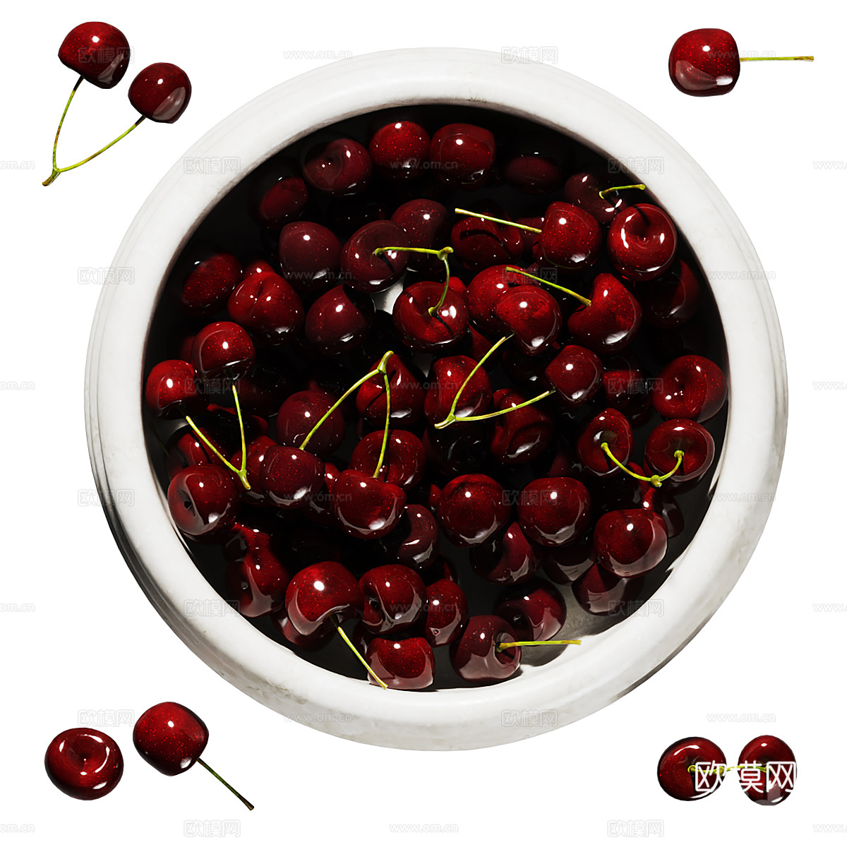 樱桃碗 樱桃3d模型下载（渲染图3）