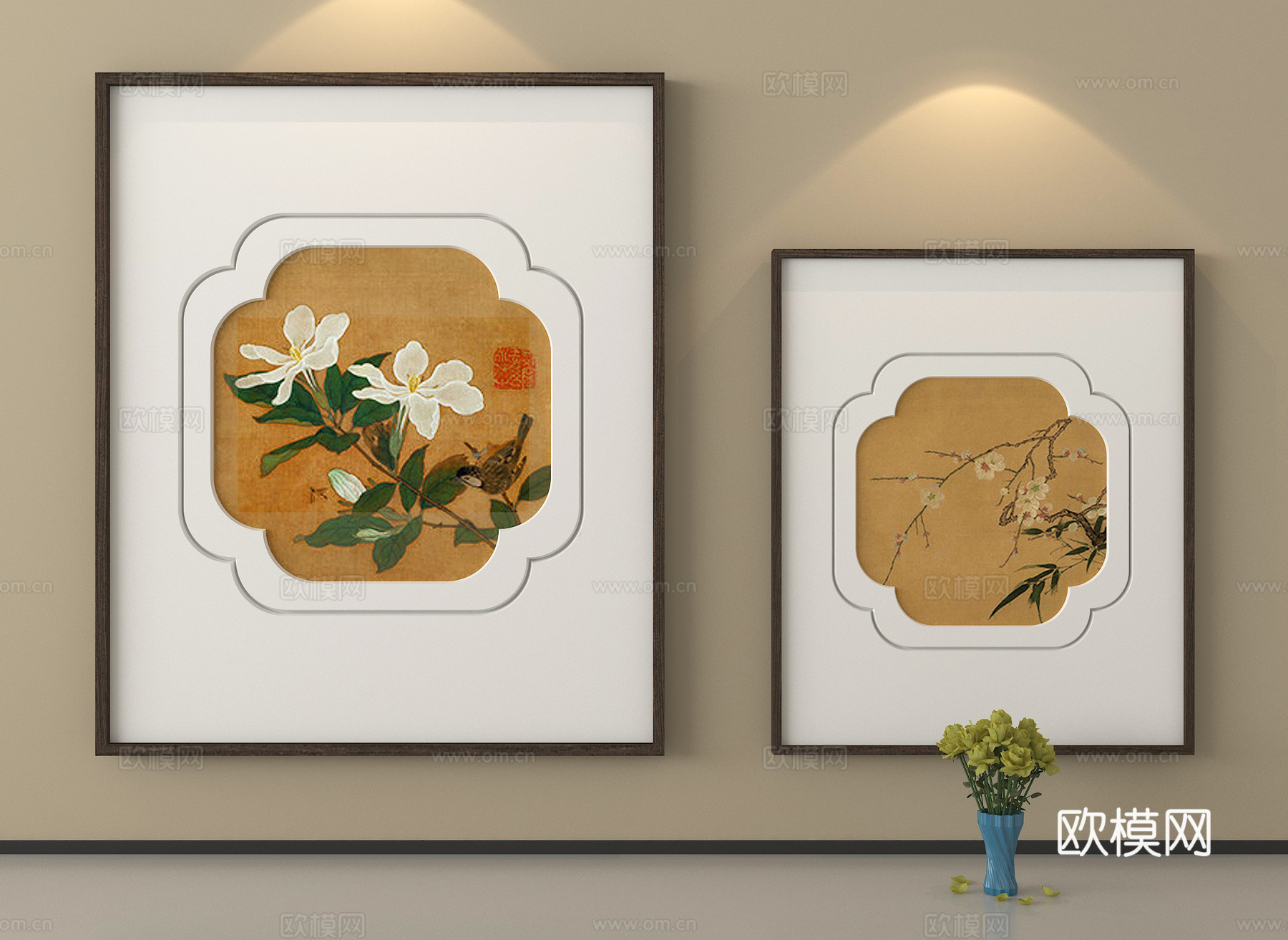 宋式美学精品组合画 装饰画su模型