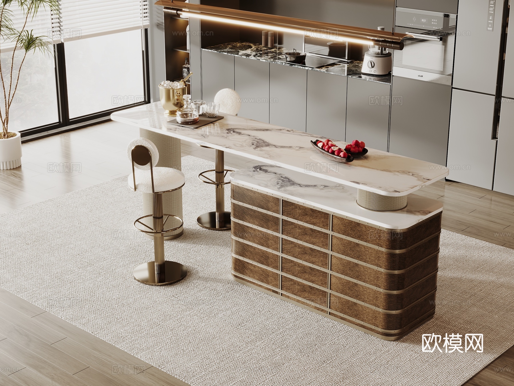开放式厨房3d模型下载