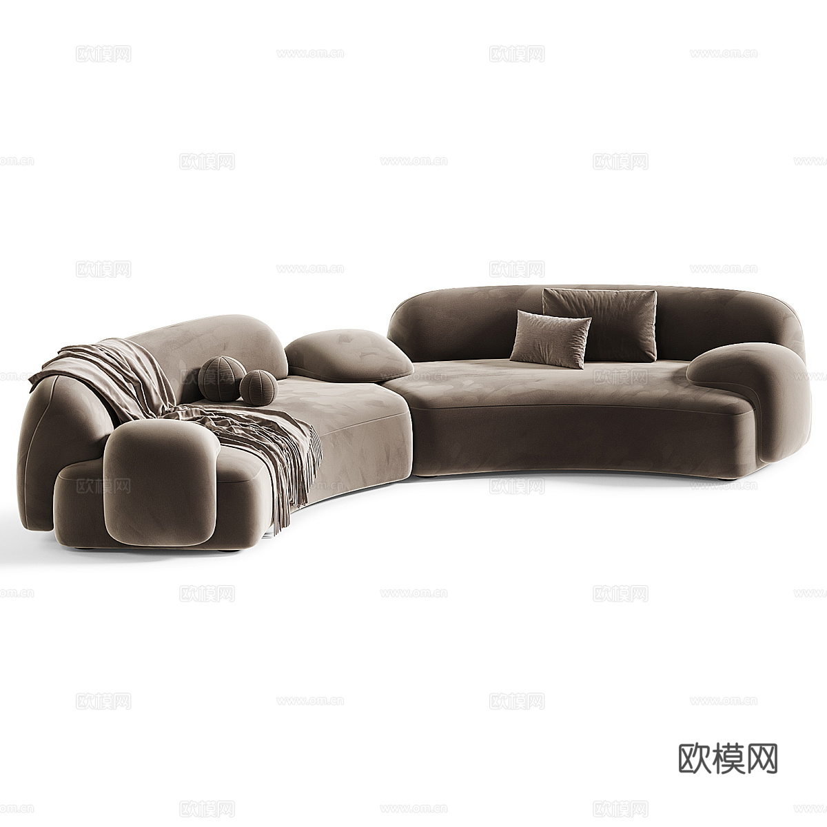 现代奶油风 AMA 布艺组合休闲沙发3d模型下载（渲染图2）