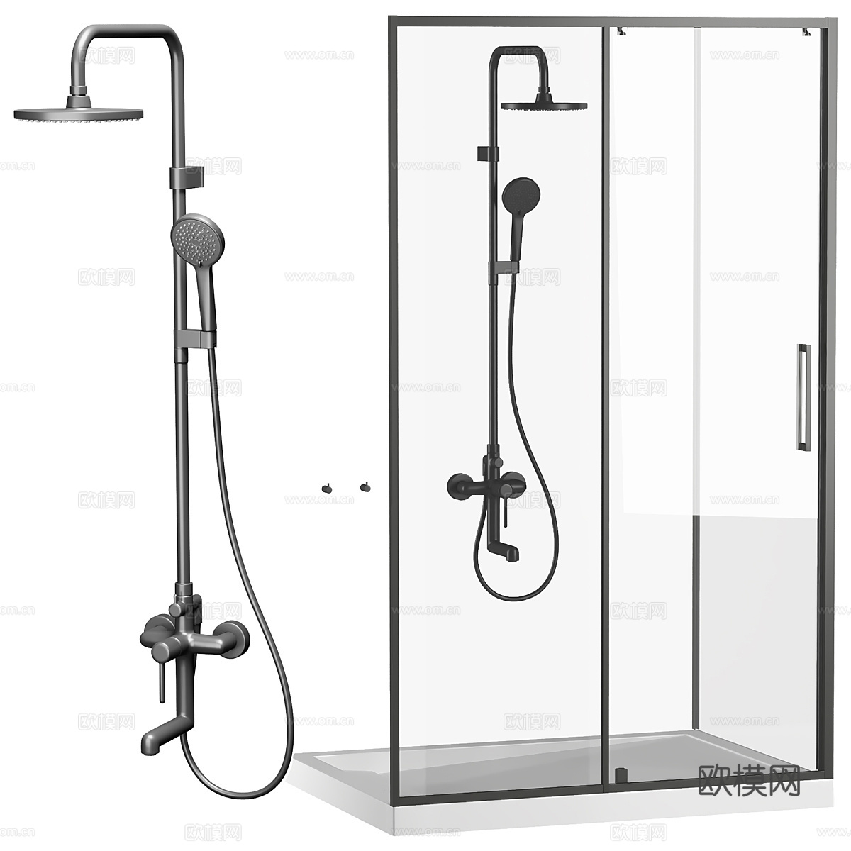 淋浴房 花洒3d模型下载（渲染图3）