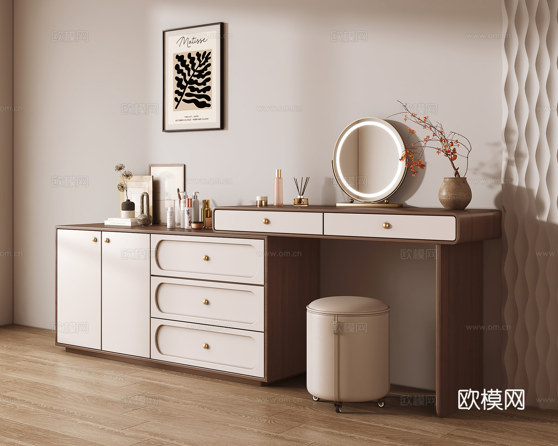 中古风梳妆台3d模型下载