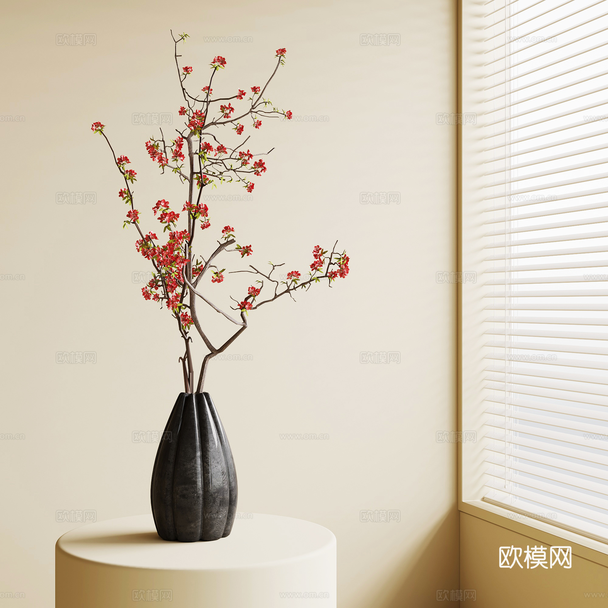 现代中古花艺 中古风花瓶花艺su模型