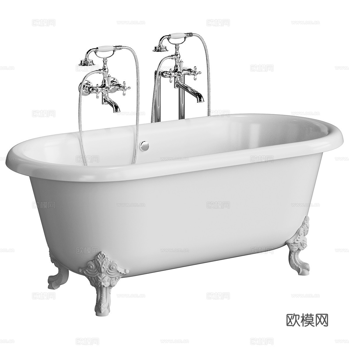 法式轻奢 Jacob Delafon Cleo 浴缸3d模型下载（渲染图1）