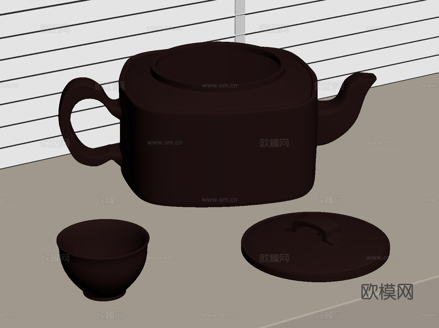 新中式茶具 茶壶 茶杯su模型