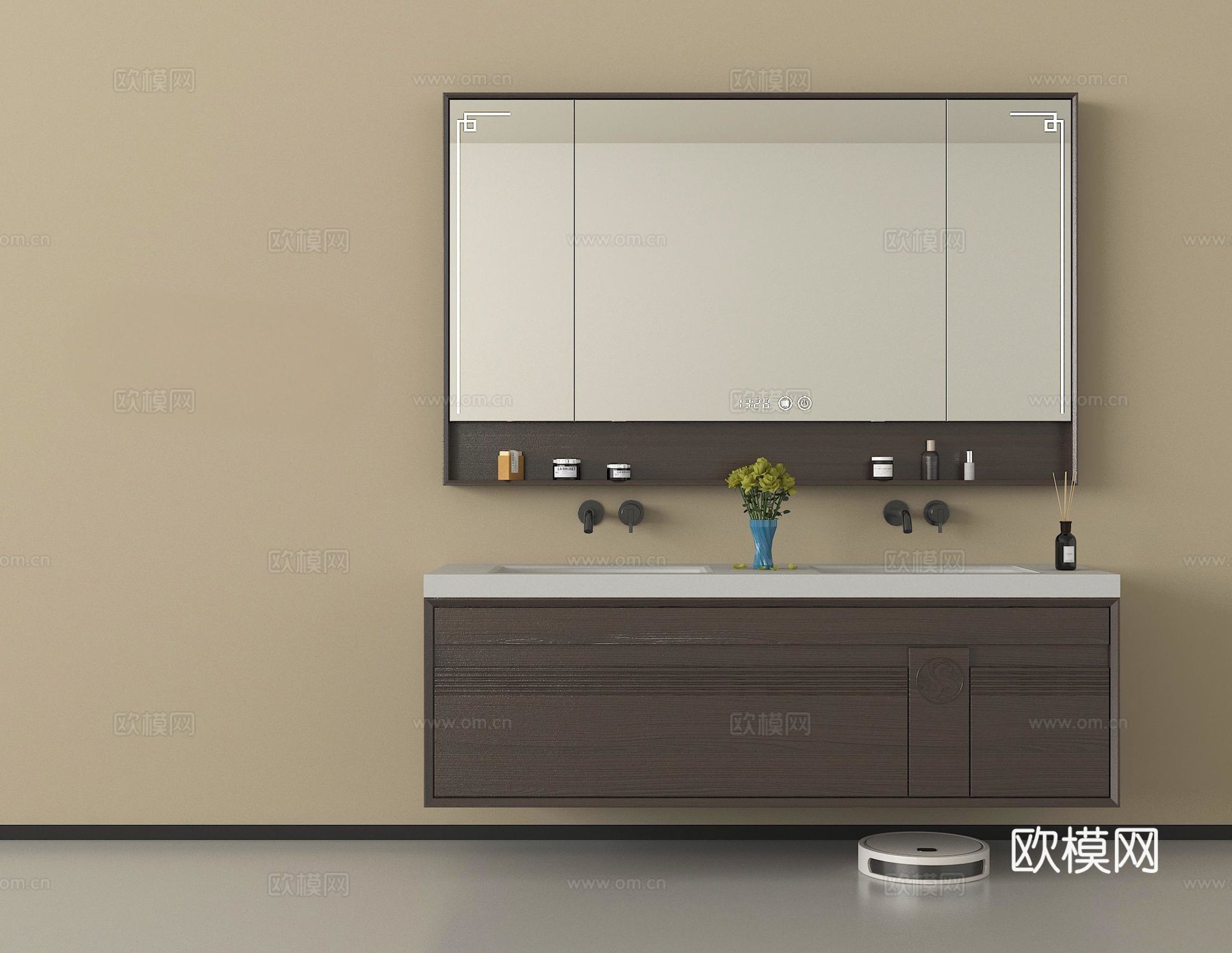 现代浴室柜 悬空浴室柜 镜柜 卫浴用品su模型
