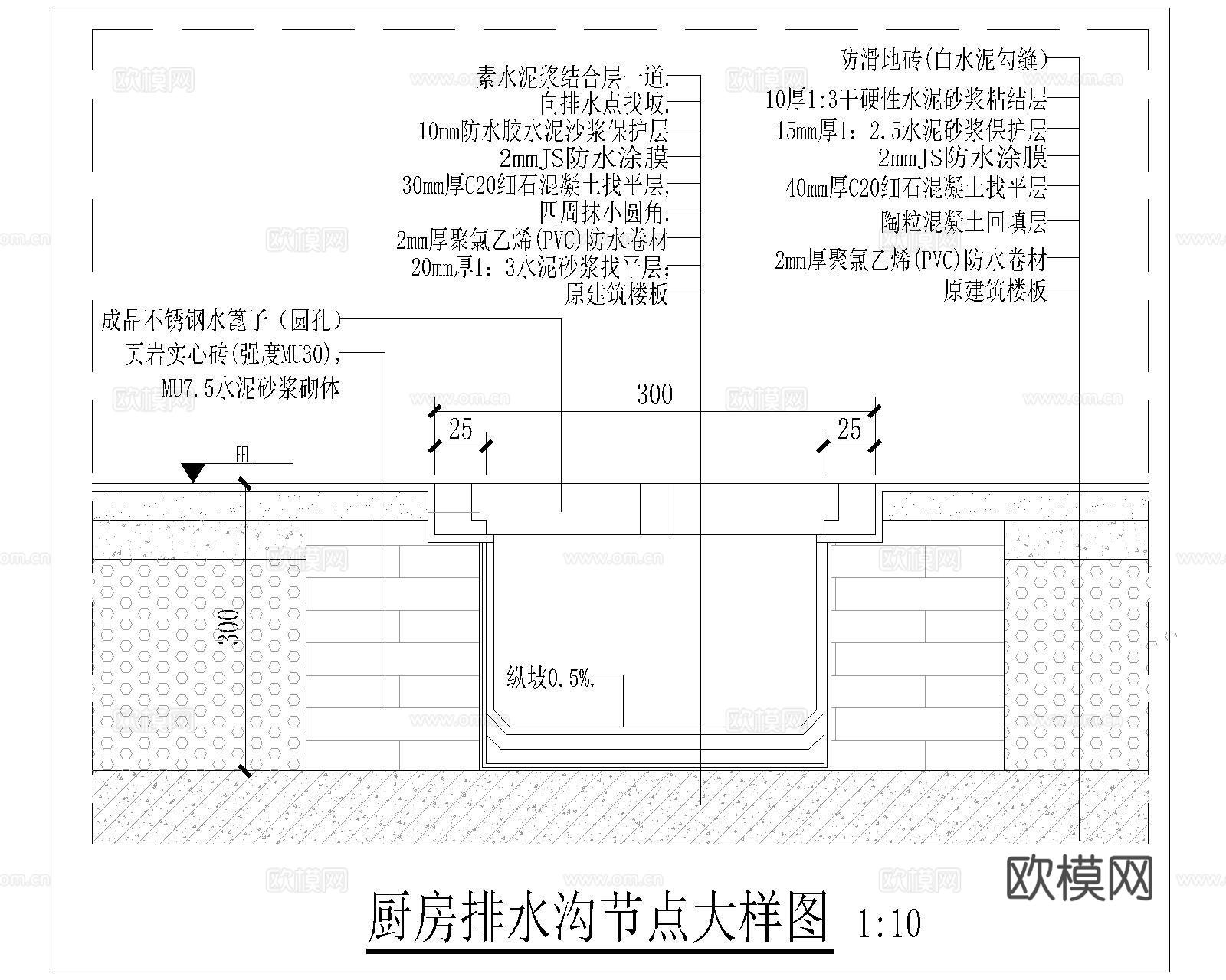 厨房排水沟CADcad施工图