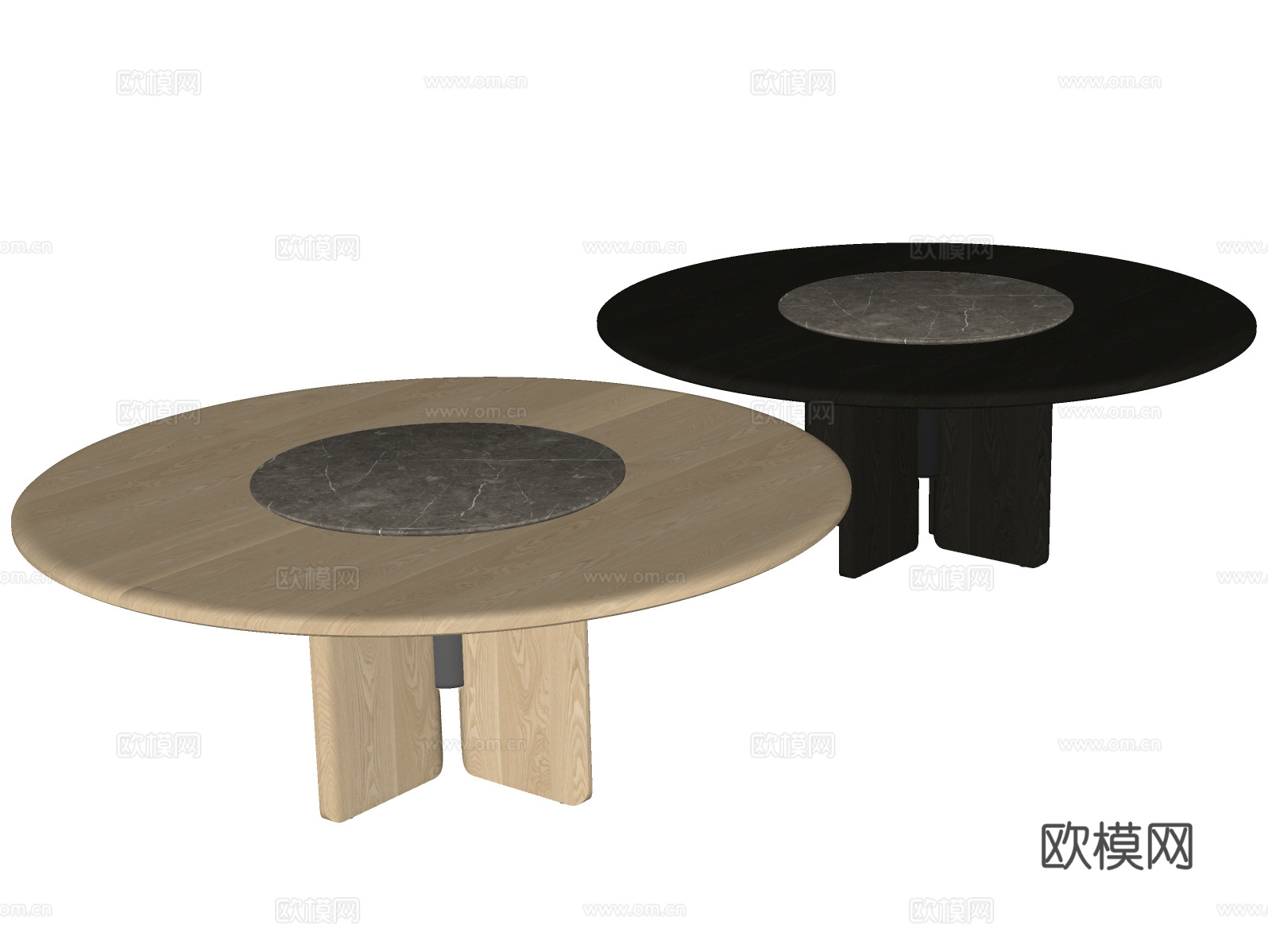 Minotti 现代木纹圆形餐桌su模型