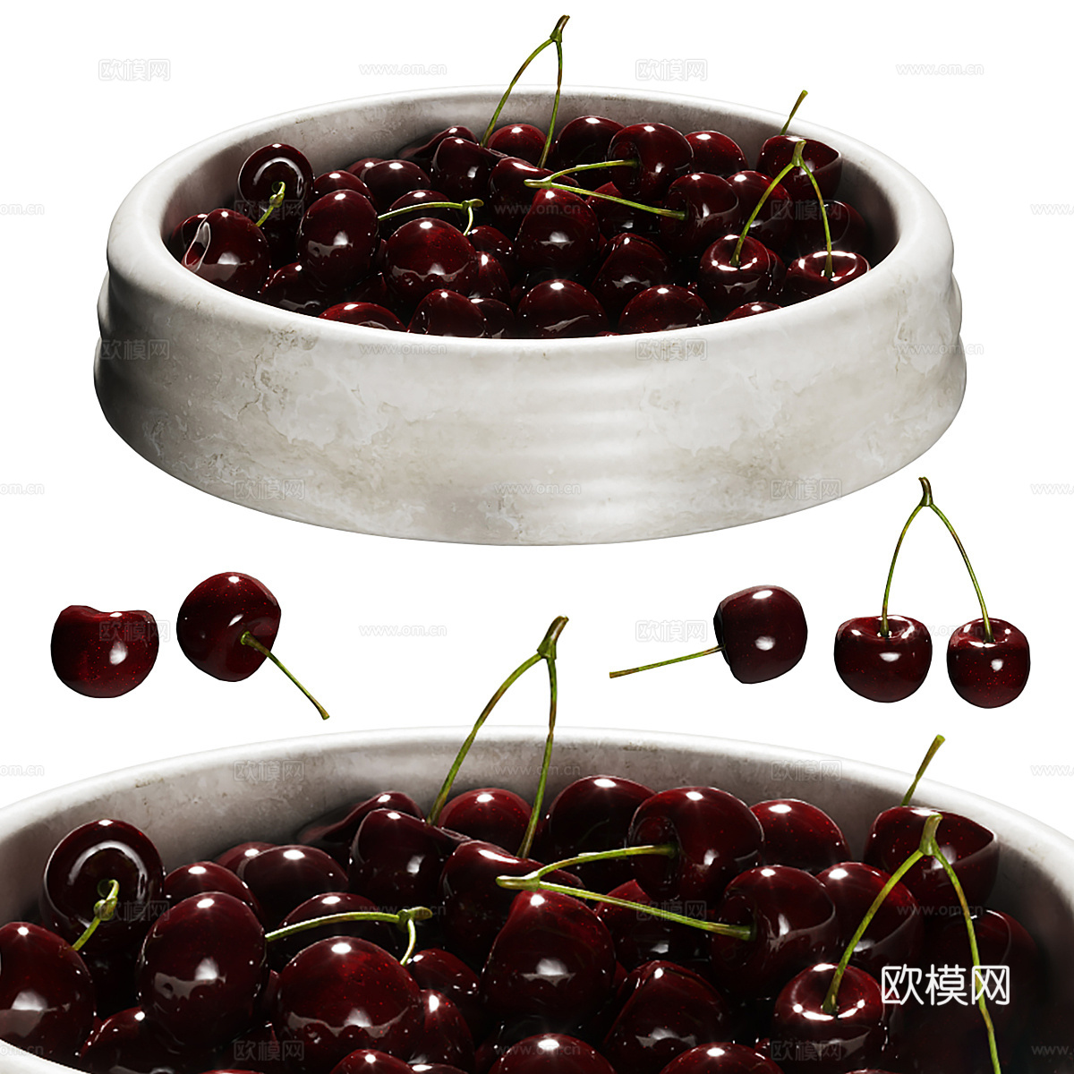 樱桃碗 樱桃3d模型下载（渲染图1）