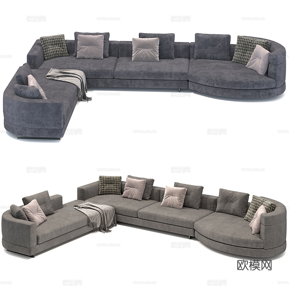 现代意式 Minotti Alexander 布艺组合转角沙3d模型