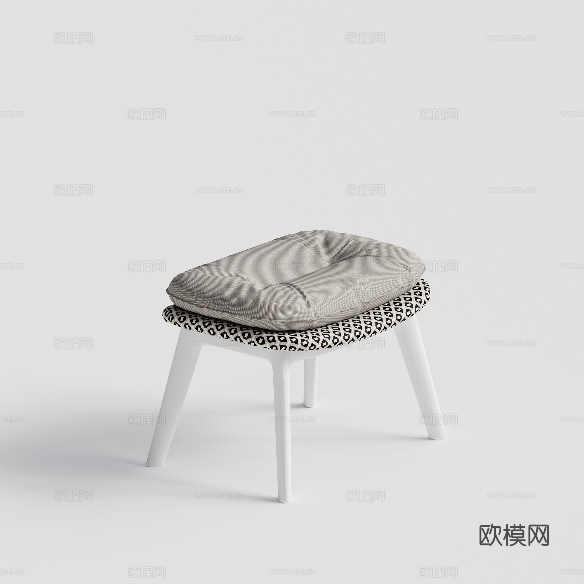 DEDON - 现代户外凳 藤编软包脚踏su模型
