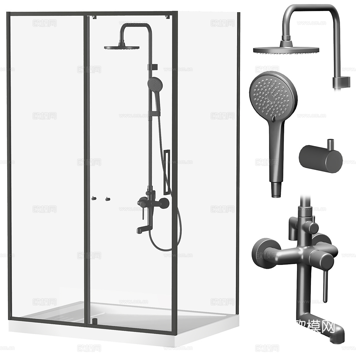 淋浴房 花洒3d模型下载（渲染图4）
